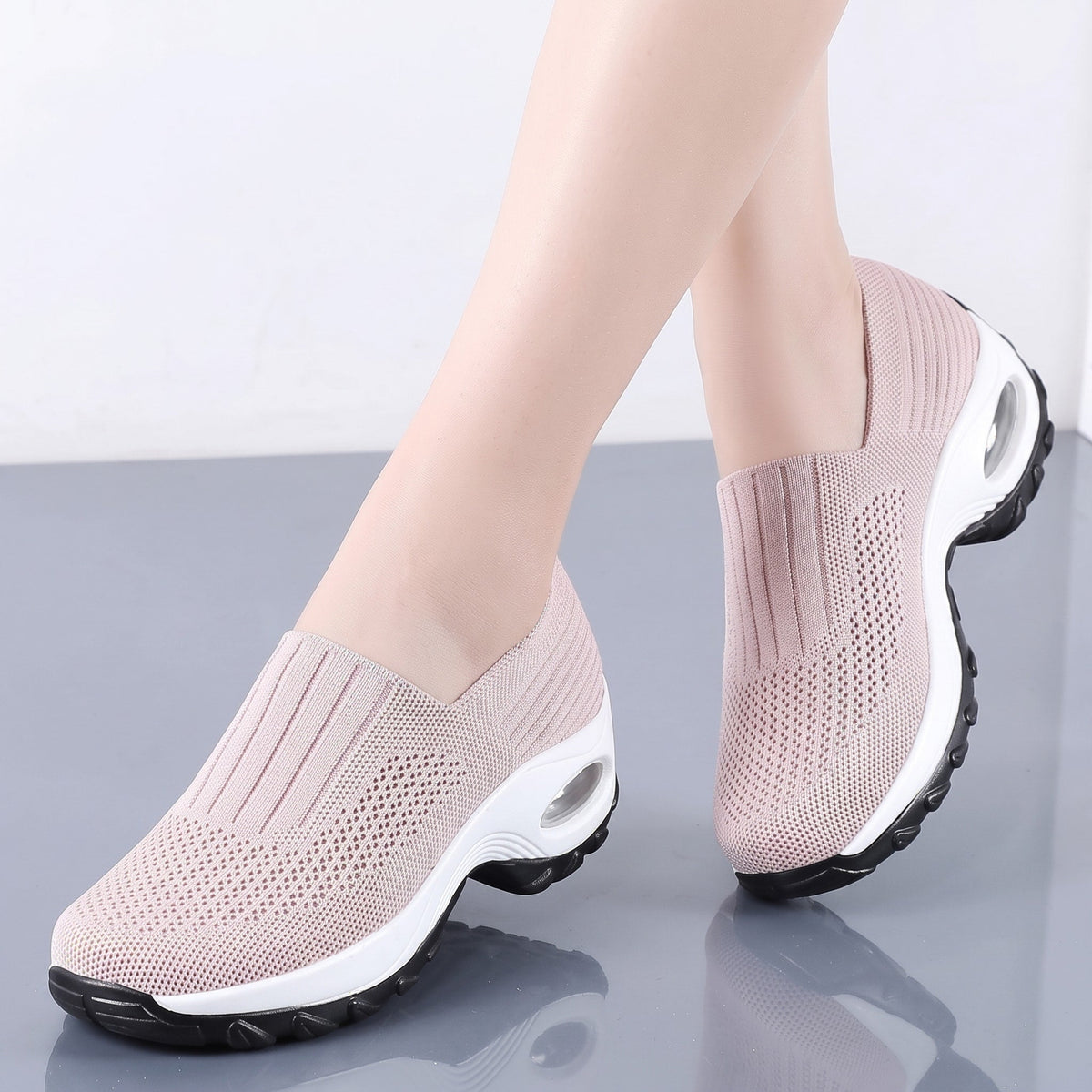 Alice - Women's Orthopaedic Slip-On Trainers with Air Sole Support - Sneakers - Beige - Davies & Cooper