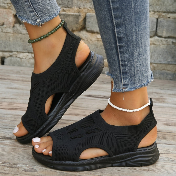 Alice - Women's Orthopaedic Slip - On Wedge Sandals - Sandals - Black - Davies & Cooper