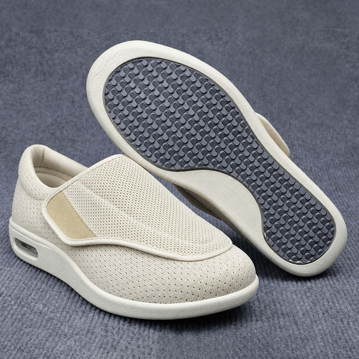 Alice – Women's Orthopaedic Wide Fit Trainers with Adjustable Strap - Sneakers - Beige - Davies & Cooper