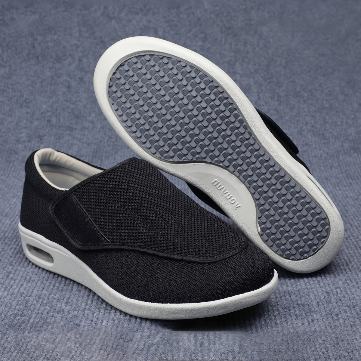 Alice – Women's Orthopaedic Wide Fit Trainers with Adjustable Strap - Sneakers - Black - Davies & Cooper