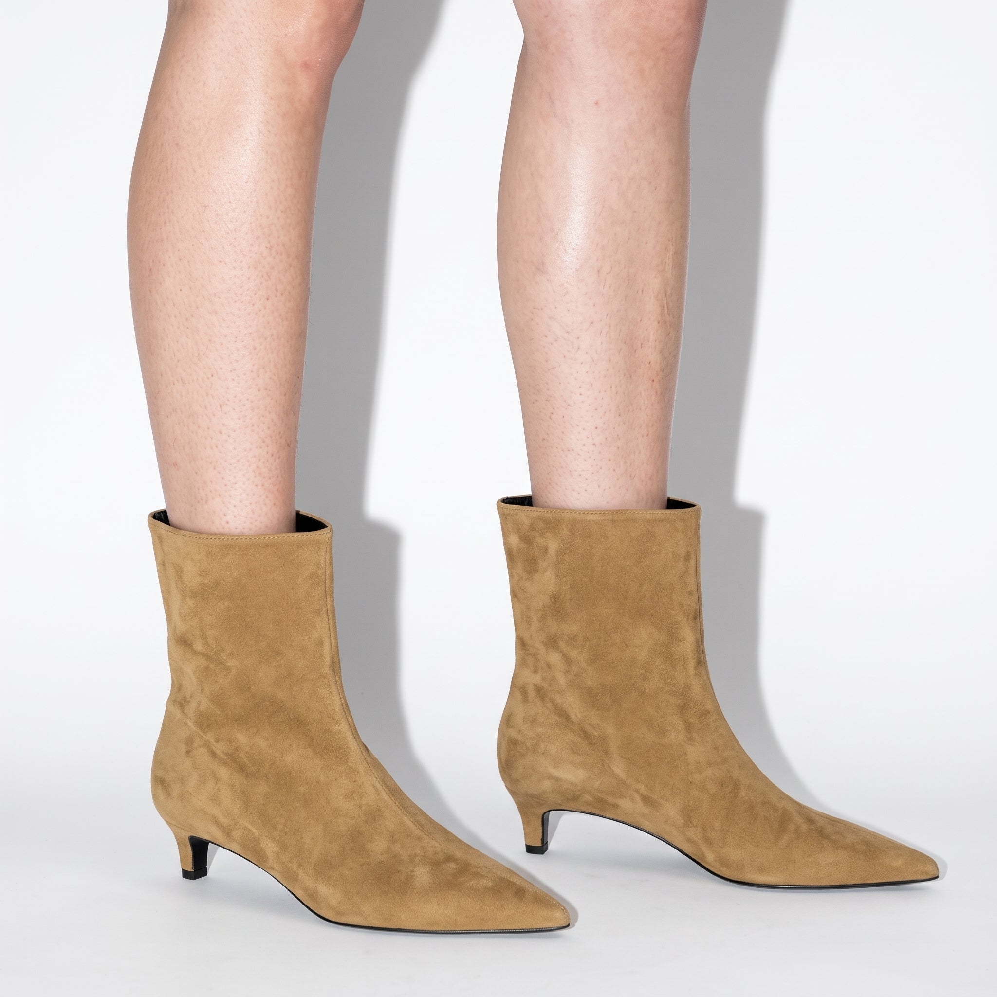 Alice - Women's Pointed Toe Kitten Heel Ankle Boots  - Boots - Khaki - Davies & Cooper