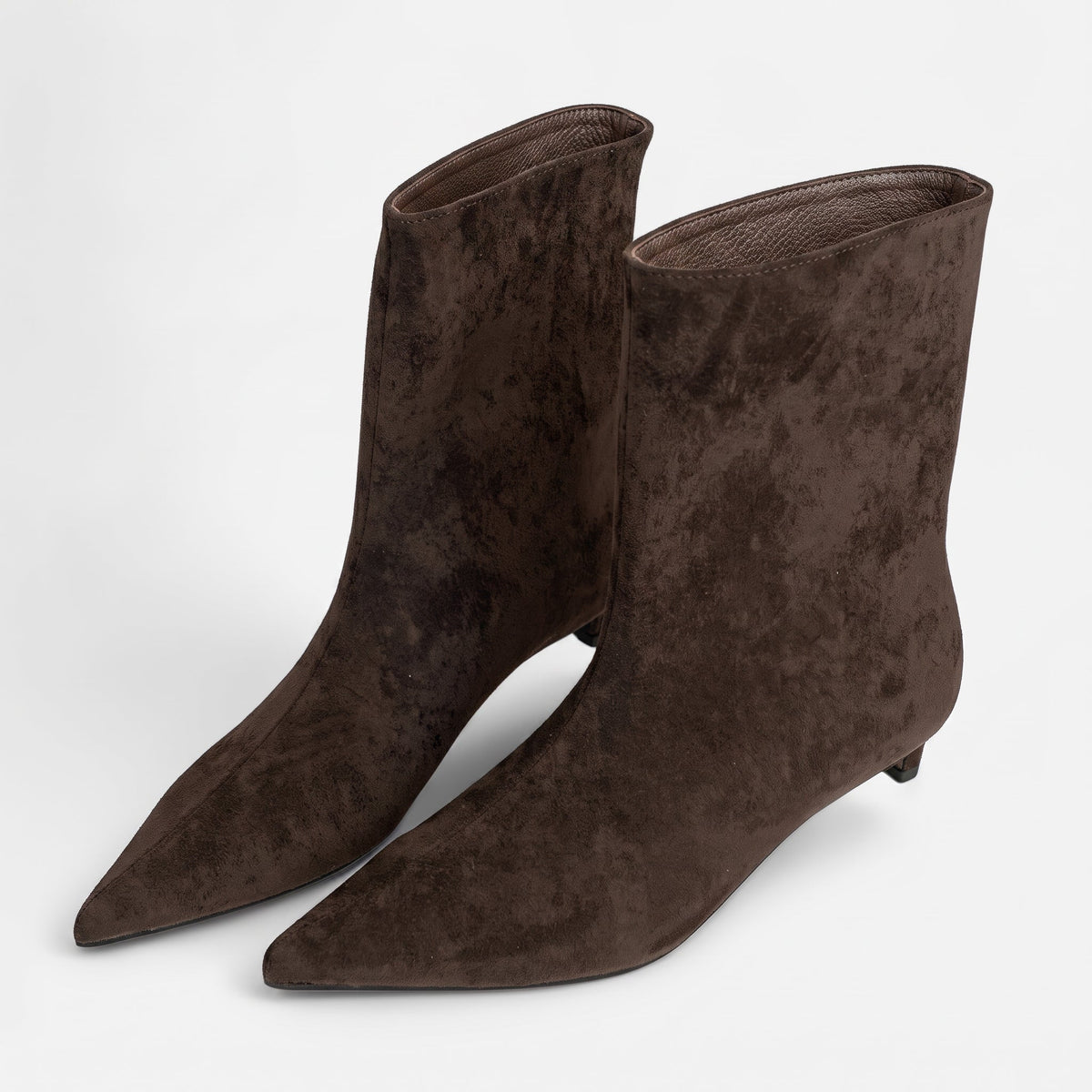 Alice - Women's Pointed Toe Kitten Heel Ankle Boots  - Boots - Coffee - Davies & Cooper