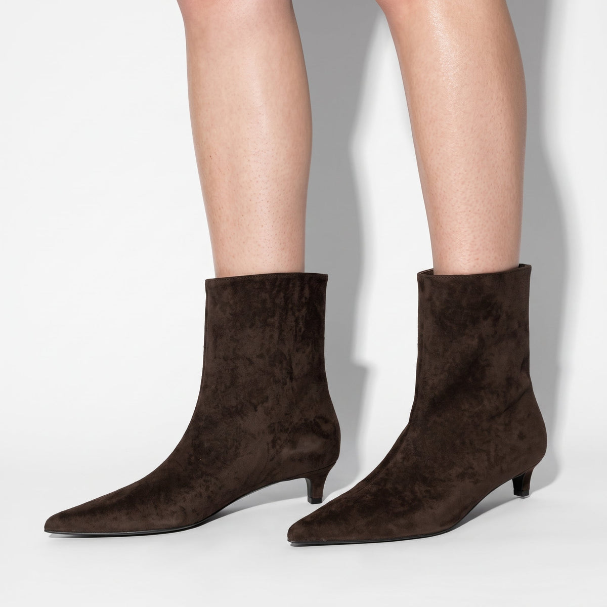 Alice - Women's Pointed Toe Kitten Heel Ankle Boots  - Boots - Coffee - Davies & Cooper