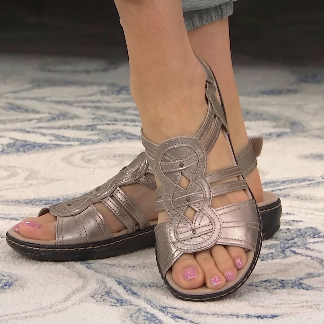 Alice - Women's Summer Orthopaedic Multi - Strap Open Toe Sandals - Sandals - Gold - Davies & Cooper