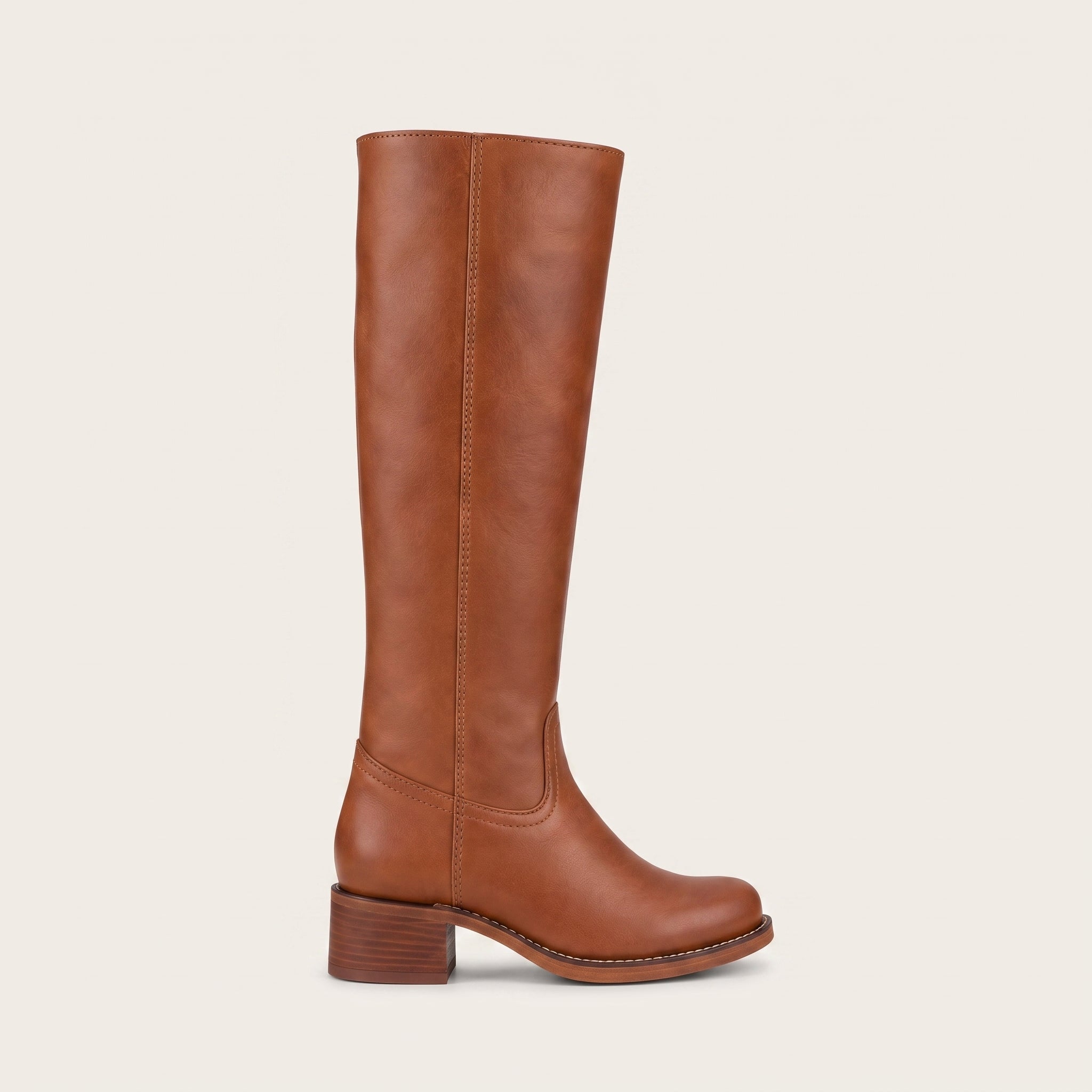 Amelia - Women's Knee-High Boots with Block Heel - Boots - Brown - Davies & Cooper