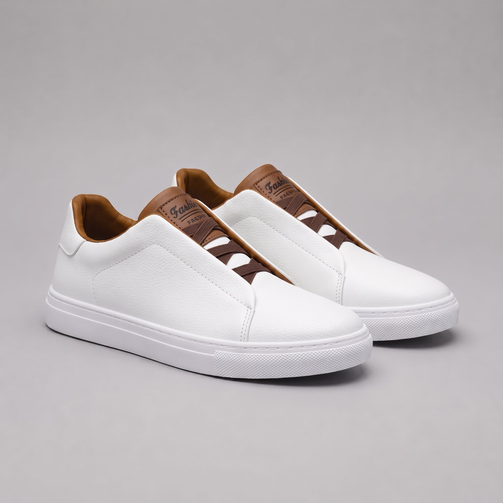 Andreas - Men's Orthopaedic Low-Top Trainers with Contrast Details - Sneakers - White - Davies & Cooper