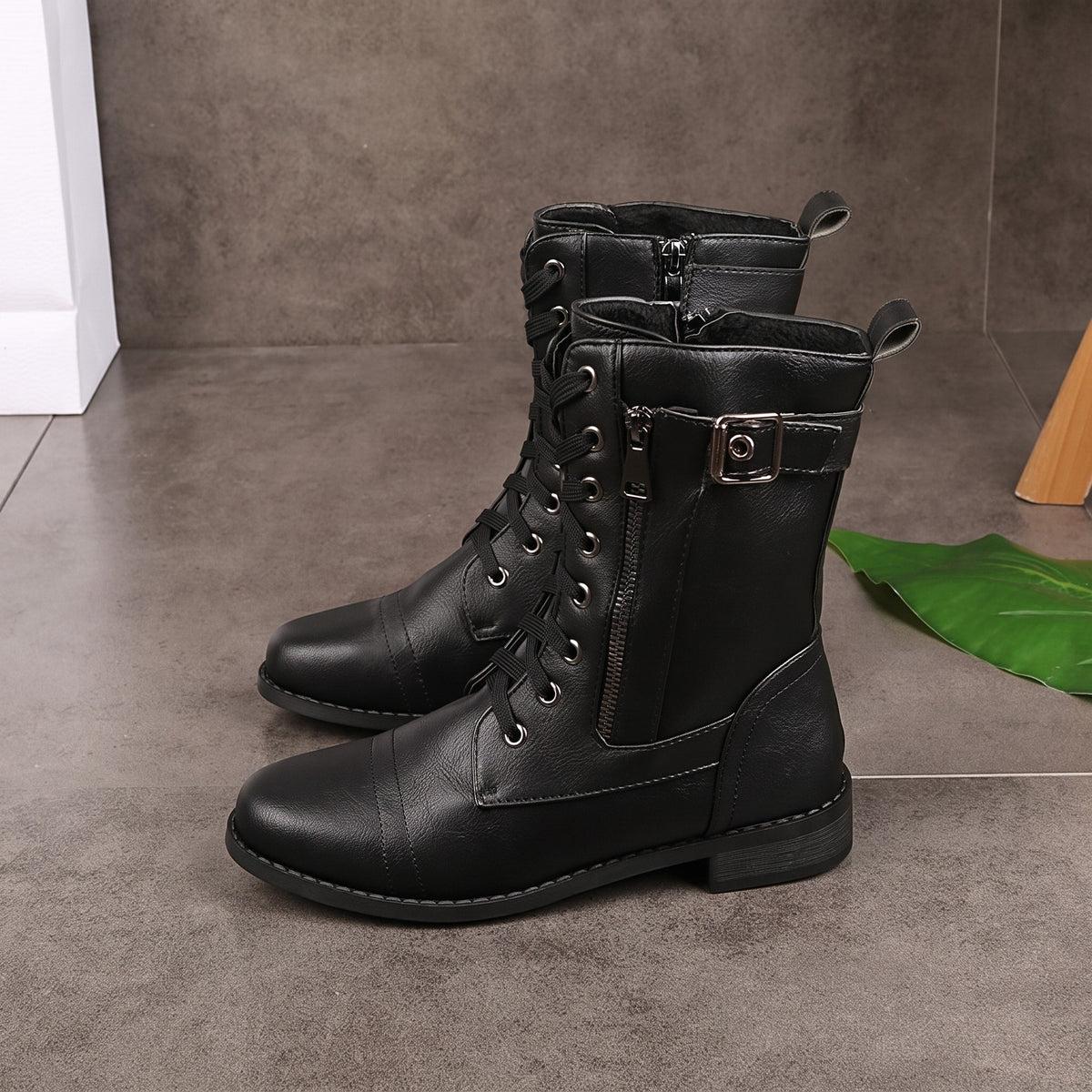 Anna - Women's Orthopaedic Lace-Up Ankle Boots with Side Zip - Boots - Black - Davies & Cooper
