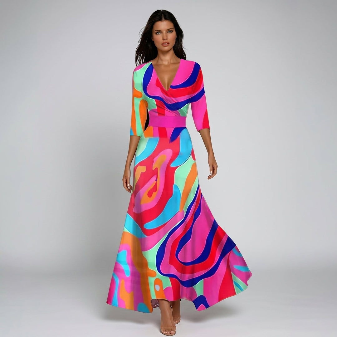 Annalie - Women's Wedding Guest Wrap Floral Maxi Dress - Maxi Dresses - Pink - Davies & Cooper