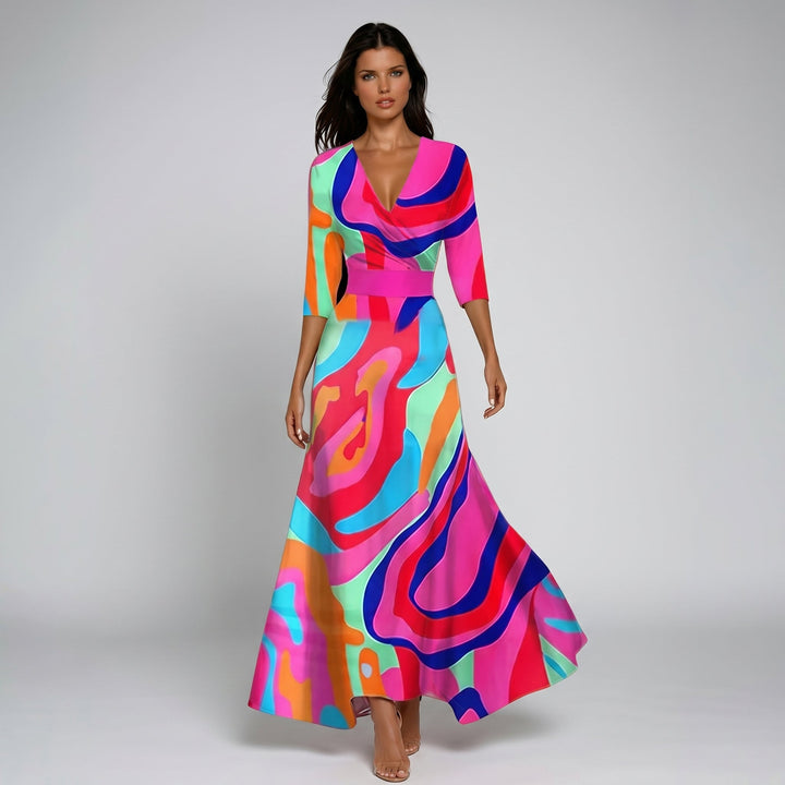 Annalie - Women's Wedding Guest Wrap Floral Maxi Dress - Maxi Dresses - Pink - Davies & Cooper