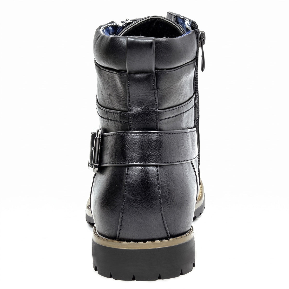 Arthur - Men's Cap Toe Lace-Up Ankle Boots with Buckle Strap - Boots - Black - Davies & Cooper
