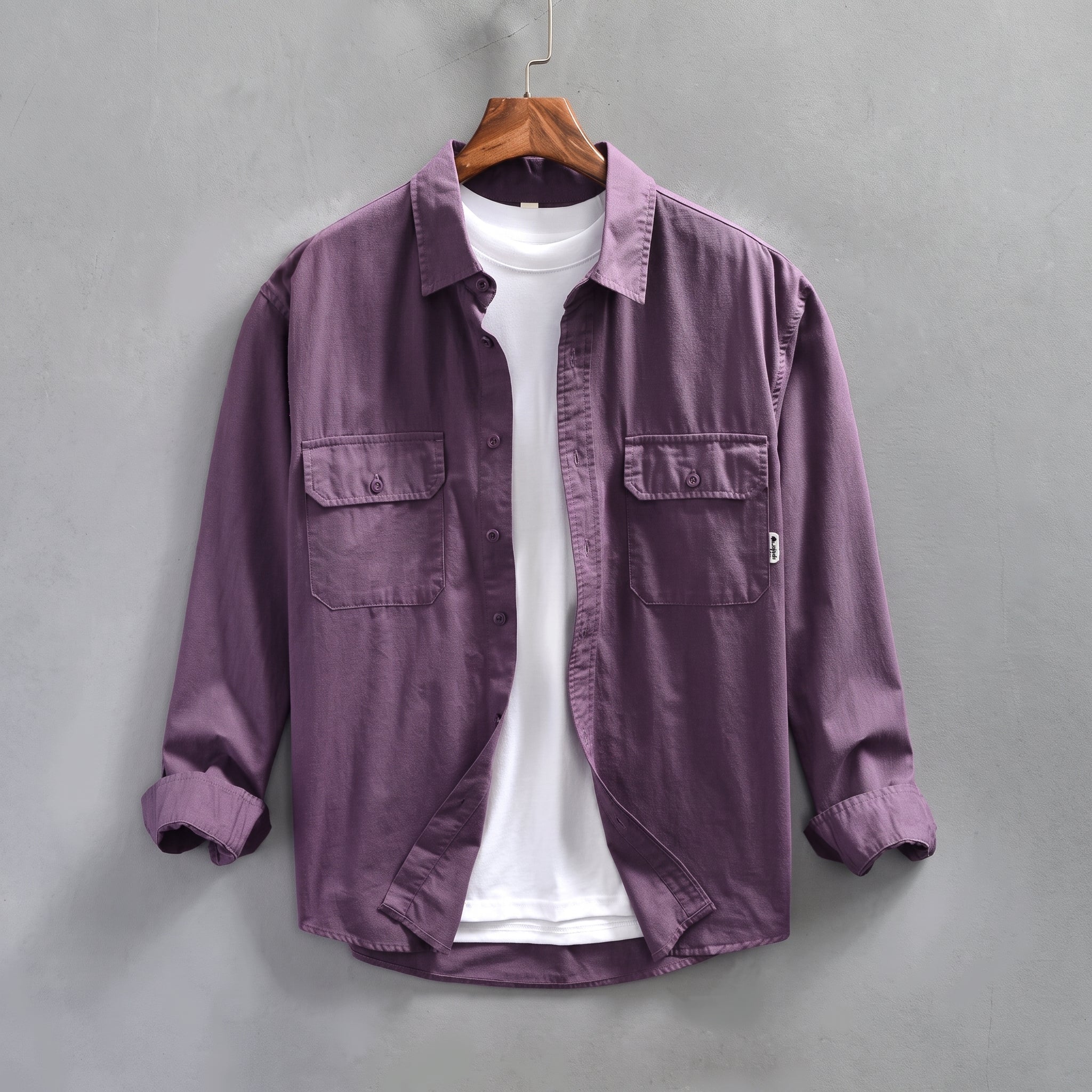 Arthur - Men's Relaxed Fit Long Sleeve Shirt Jacket - Shirts - Purple - Davies & Cooper