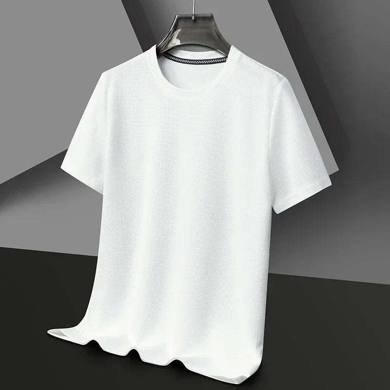 Arthur - Men's Relaxed Fit Texture Crew Neck T-Shirt - T-Shirt - White - Davies & Cooper