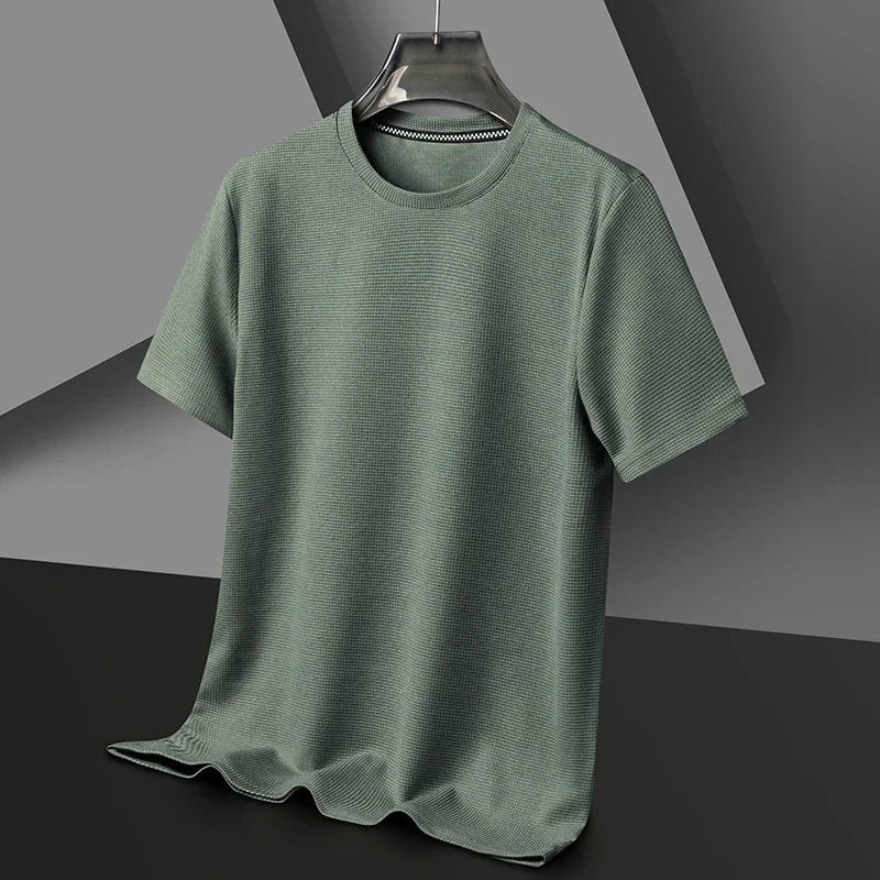 Arthur - Men's Relaxed Fit Texture Crew Neck T-Shirt - T-Shirt - Green - Davies & Cooper