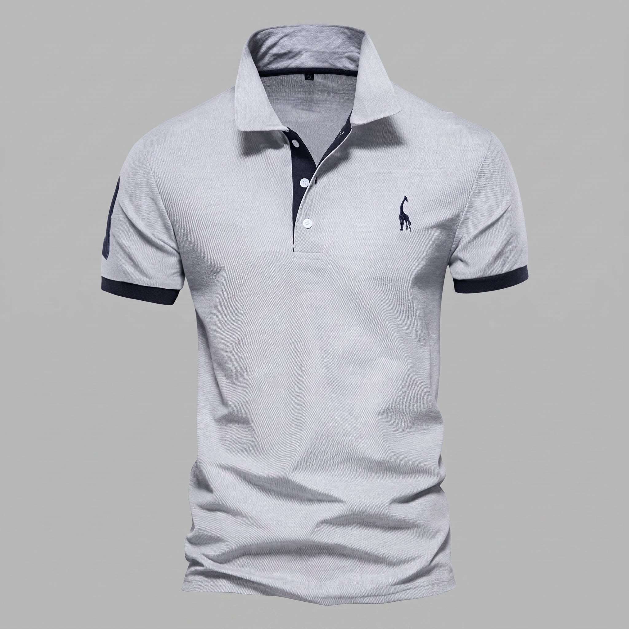 Arthur - Men's Short Sleeve Polo Shirt with Contrast Trim - Polo Shirts - Grey - Davies & Cooper