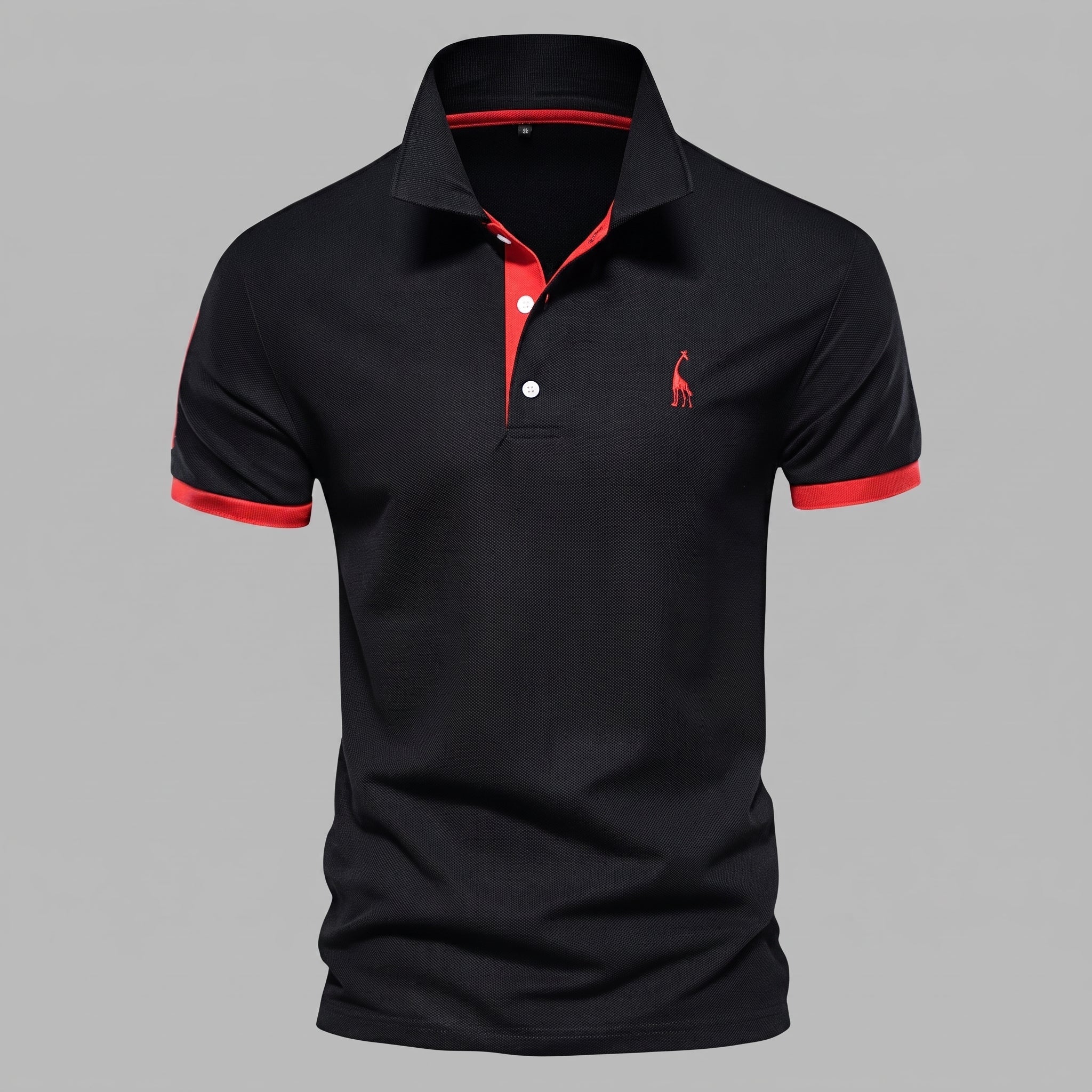 Arthur - Men's Short Sleeve Polo Shirt with Contrast Trim - Polo Shirts - Black - Davies & Cooper