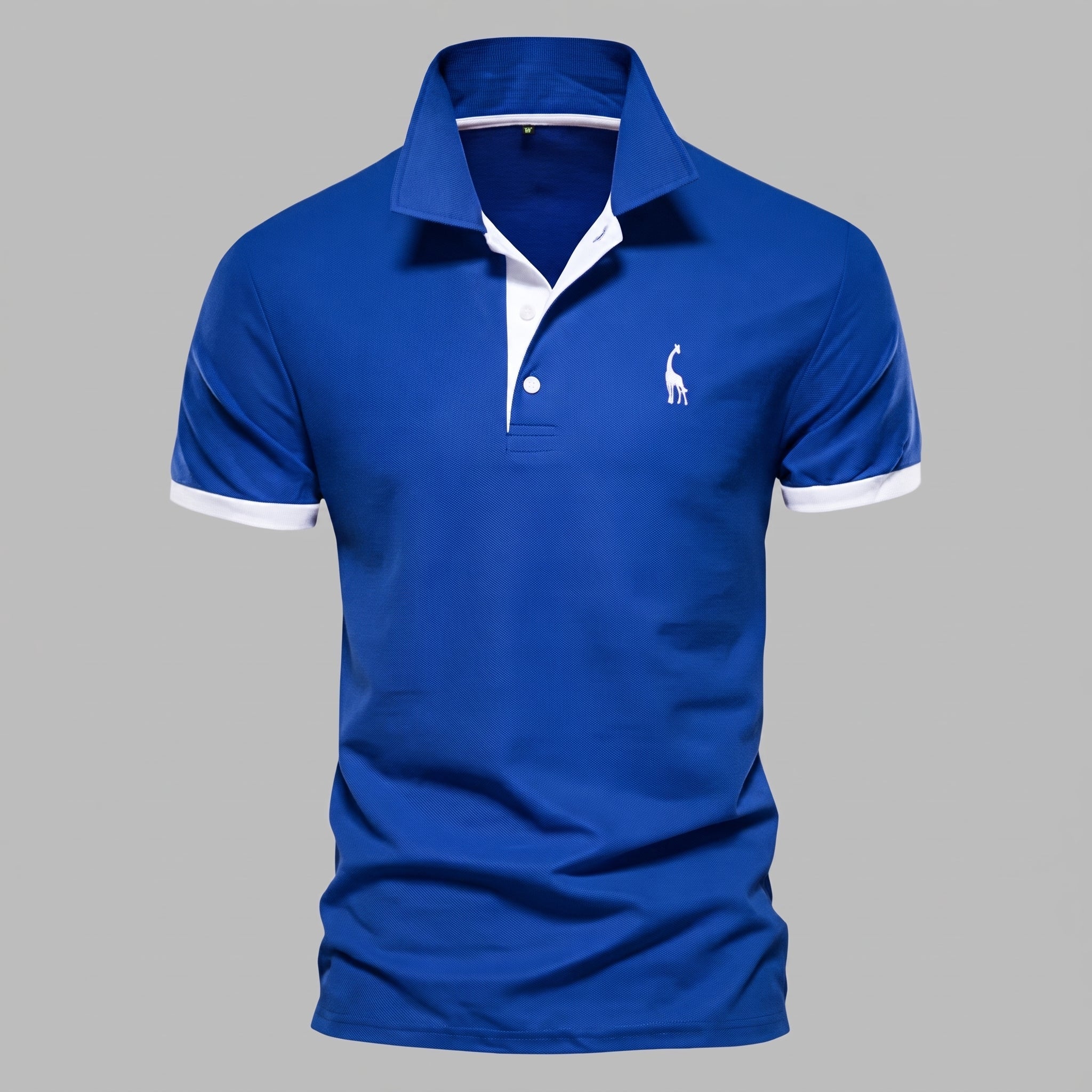 Arthur - Men's Short Sleeve Polo Shirt with Contrast Trim - Polo Shirts - Blue - Davies & Cooper