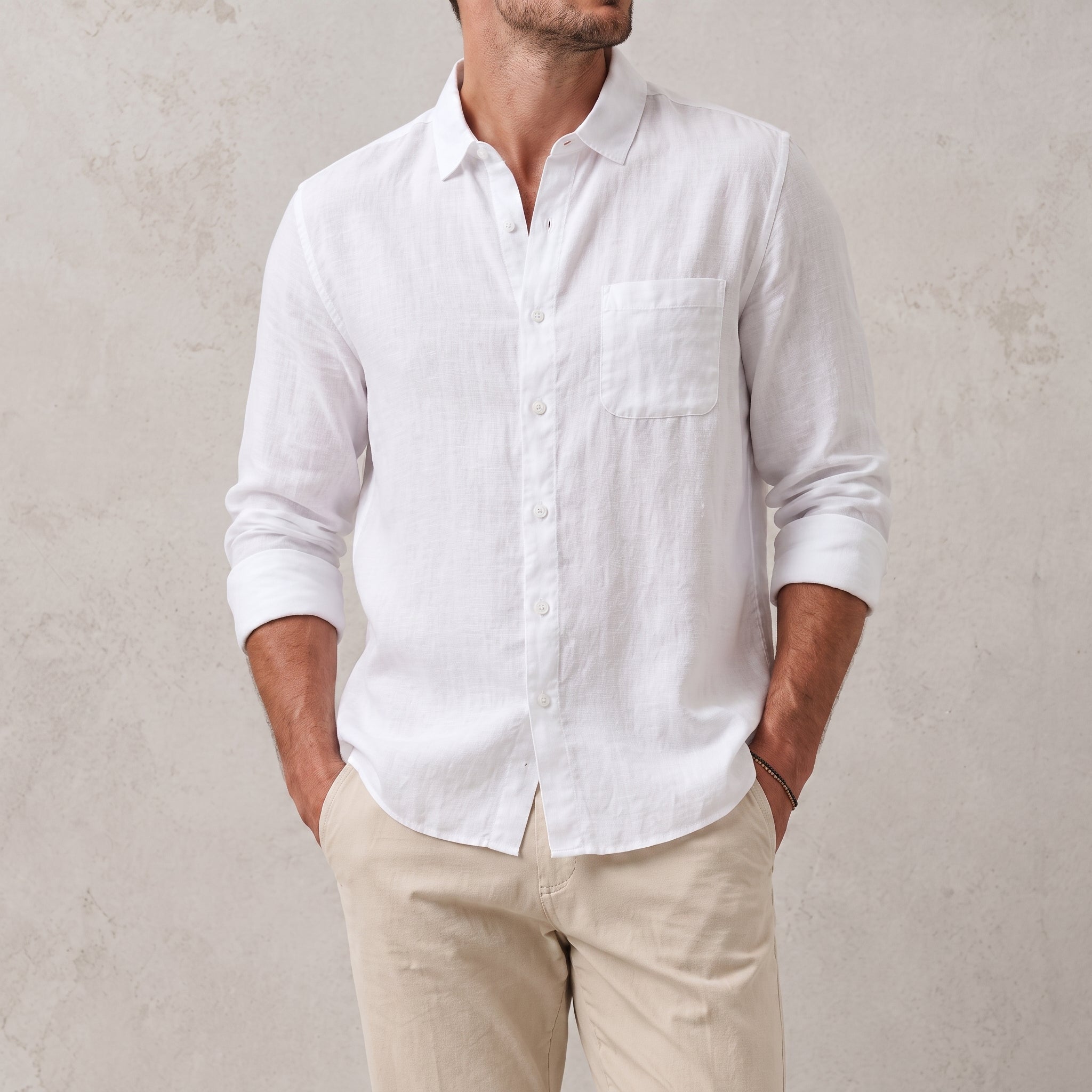 Arthur - Men's Summer Button-Down Point Collar Shirt - Shirts - White - Davies & Cooper