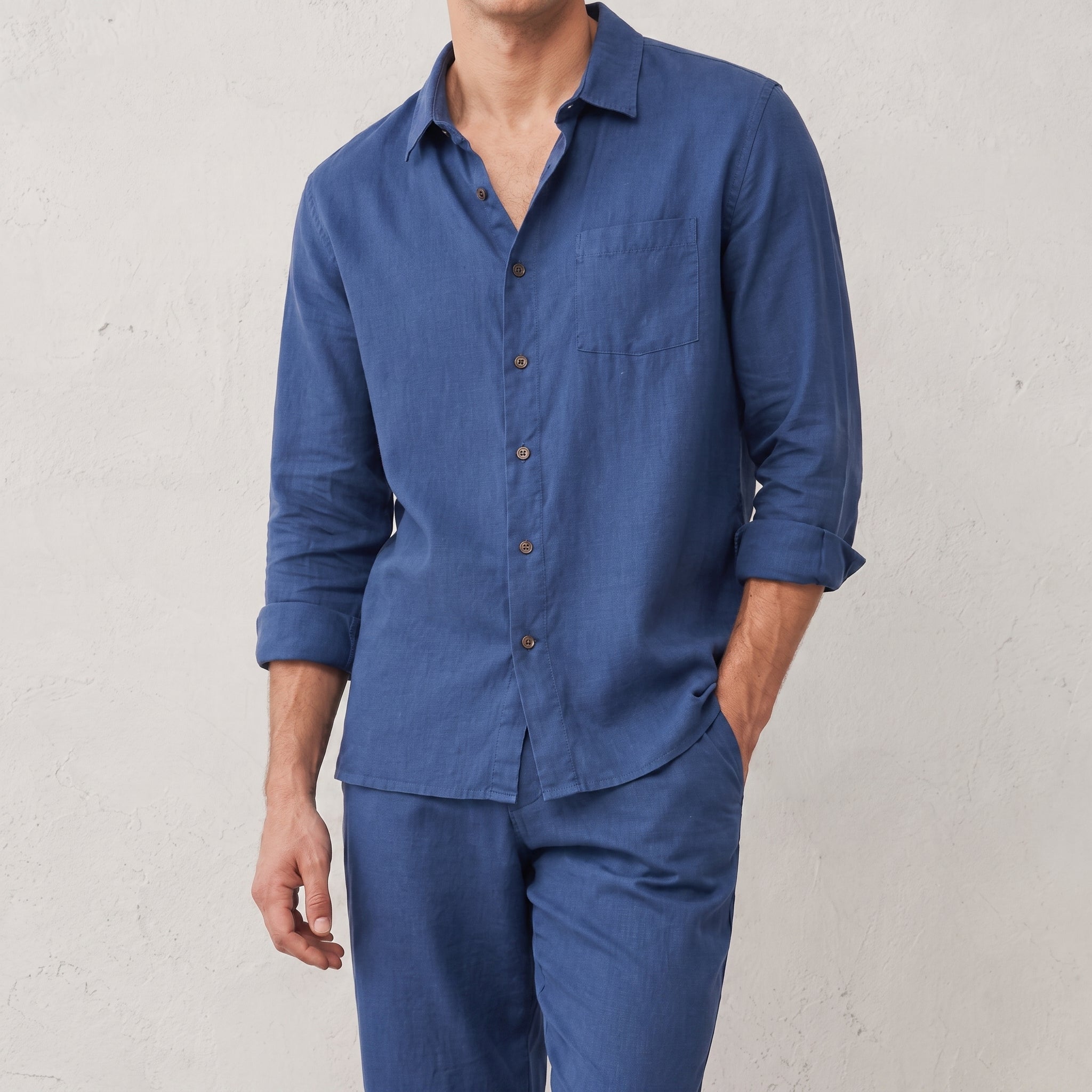Arthur - Men's Summer Button-Down Point Collar Shirt - Shirts - Blue - Davies & Cooper