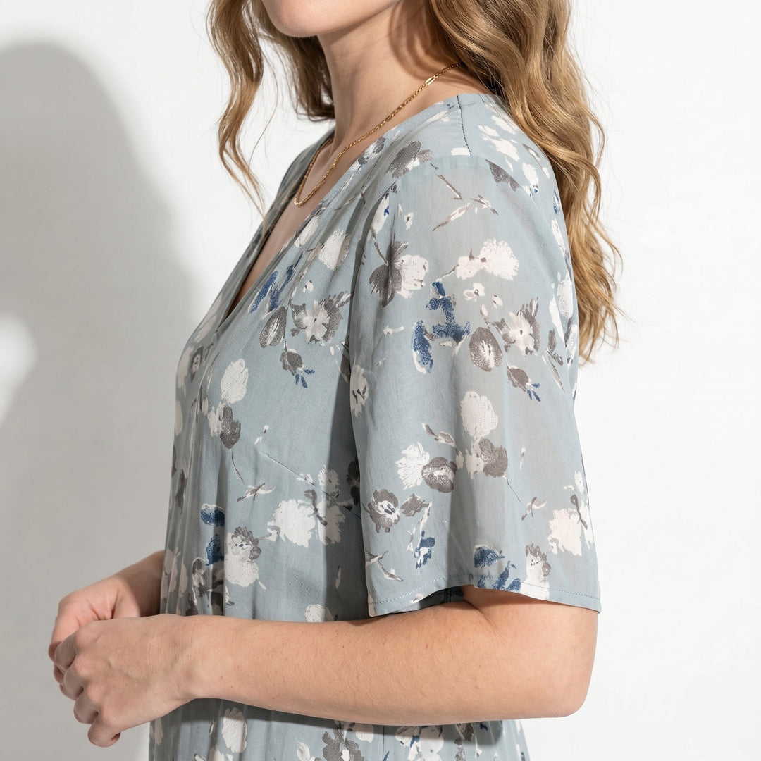 Ava – Women's Summer Floral Print Chiffon Maxi Dress - Maxi Dress - Blue - Davies & Cooper