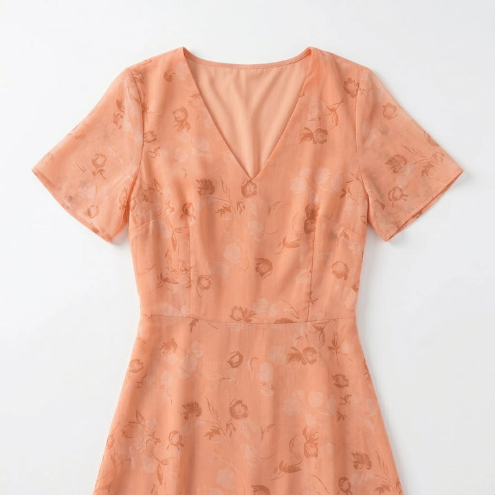 Ava – Women's Summer Floral Print Chiffon Maxi Dress - Maxi Dress - Orange - Davies & Cooper