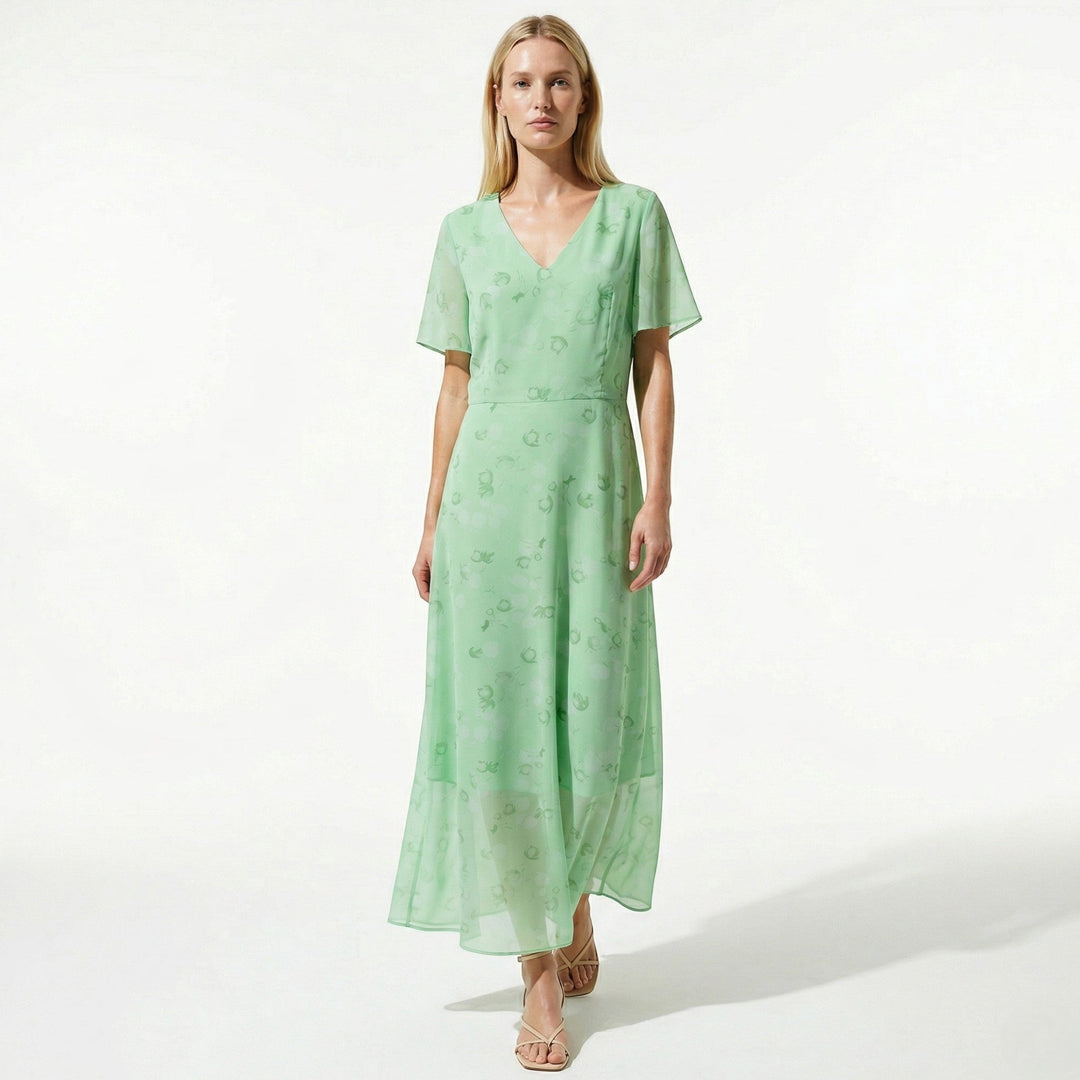 Ava – Women's Summer Floral Print Chiffon Maxi Dress - Maxi Dress - Green - Davies & Cooper