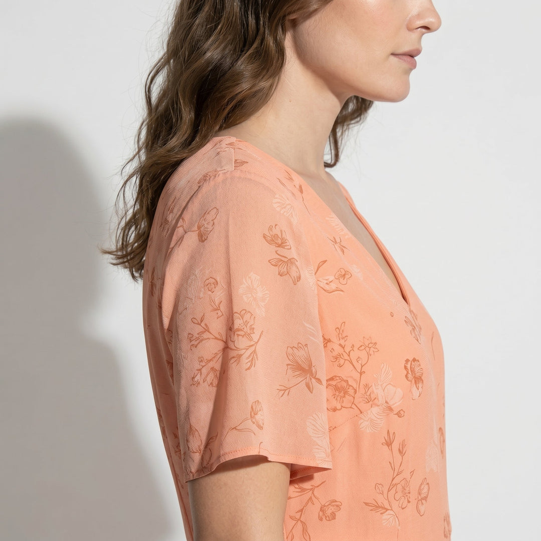Ava – Women's Summer Floral Print Chiffon Maxi Dress - Maxi Dress - Orange - Davies & Cooper