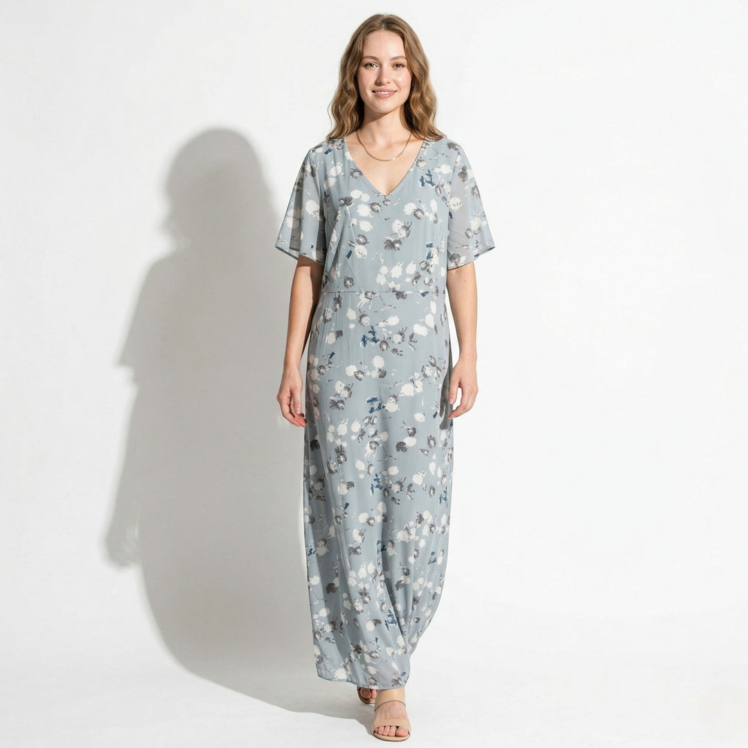 Ava – Women's Summer Floral Print Chiffon Maxi Dress - Maxi Dress - Blue - Davies & Cooper