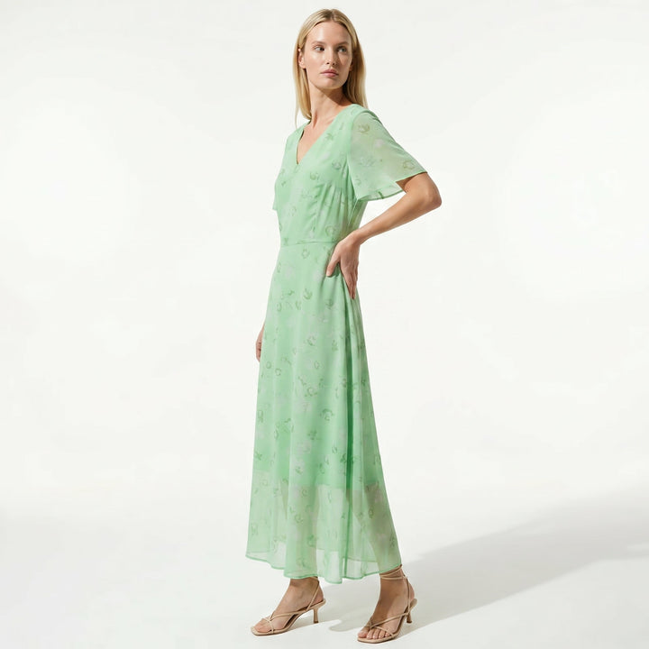 Ava – Women's Summer Floral Print Chiffon Maxi Dress - Maxi Dress - Green - Davies & Cooper