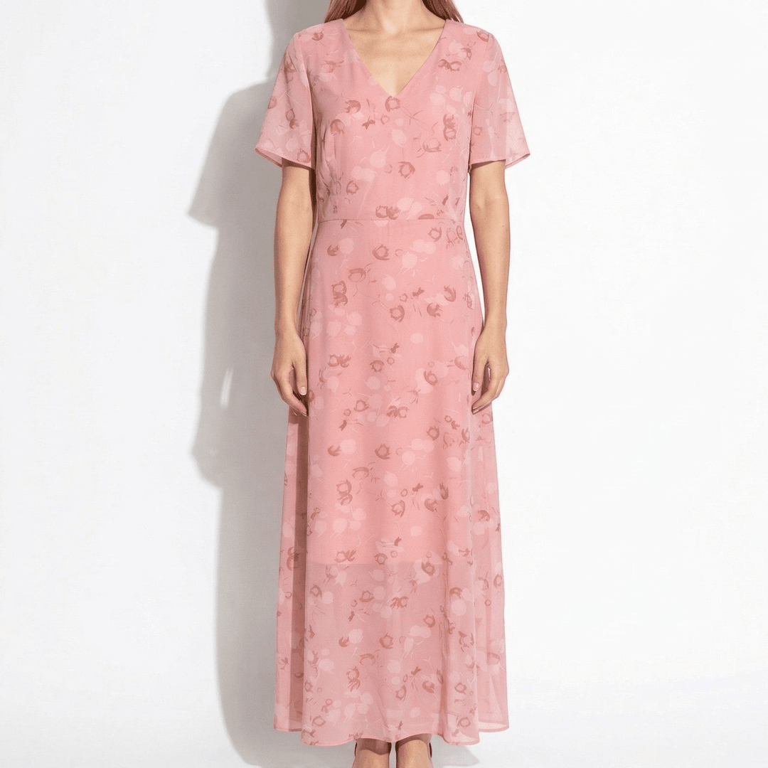 Ava – Women's Summer Floral Print Chiffon Maxi Dress - Maxi Dress - Pink - Davies & Cooper