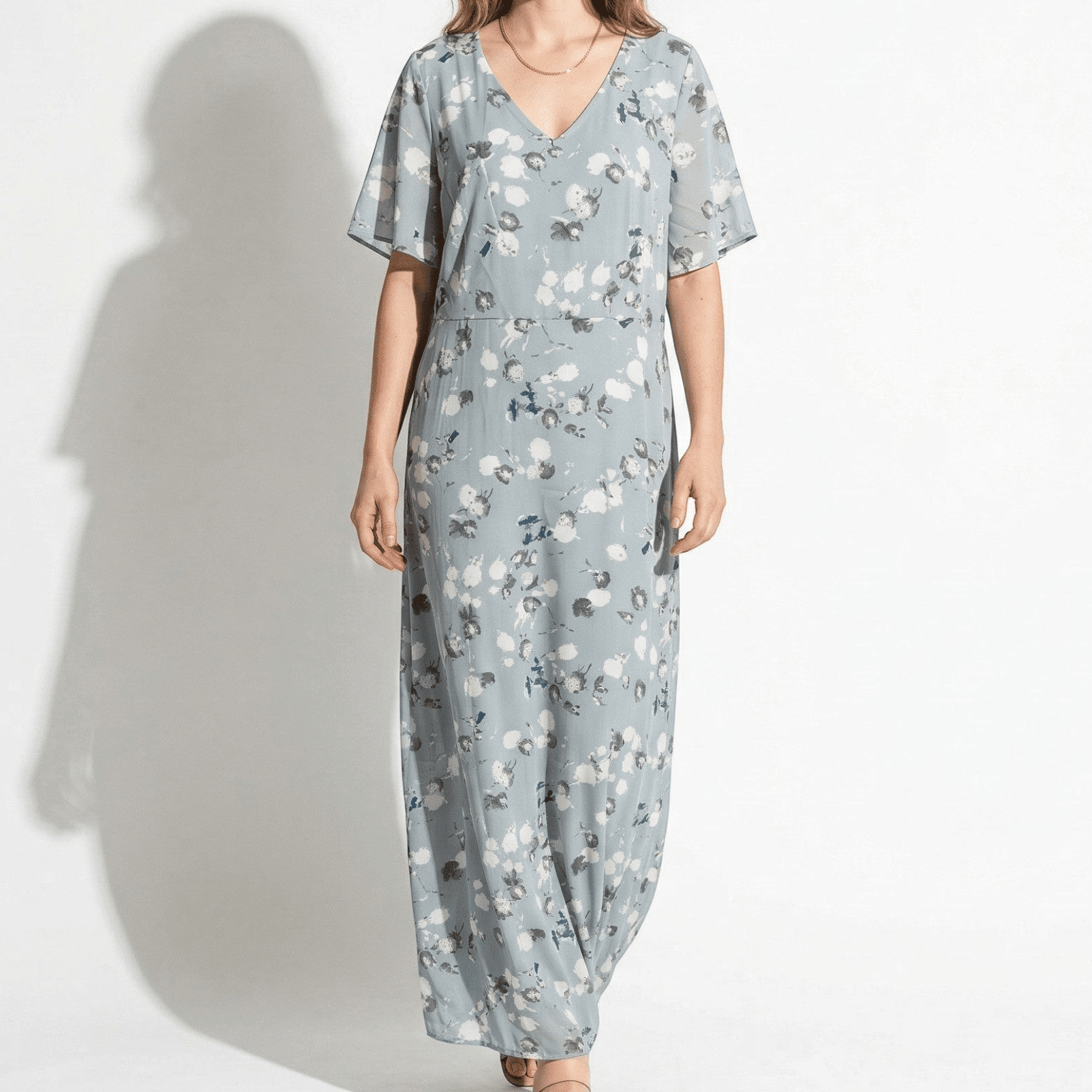 Ava – Women's Summer Floral Print Chiffon Maxi Dress - Maxi Dress - Blue - Davies & Cooper