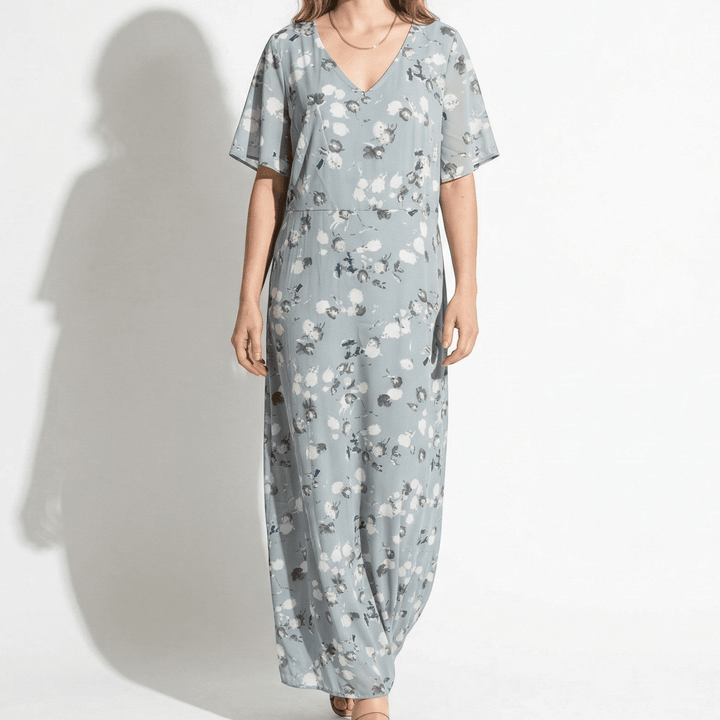Ava – Women's Summer Floral Print Chiffon Maxi Dress - Maxi Dress - Blue - Davies & Cooper