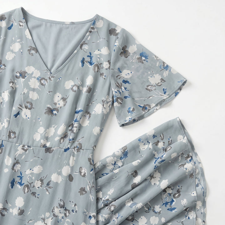 Ava – Women's Summer Floral Print Chiffon Maxi Dress - Maxi Dress - Blue - Davies & Cooper