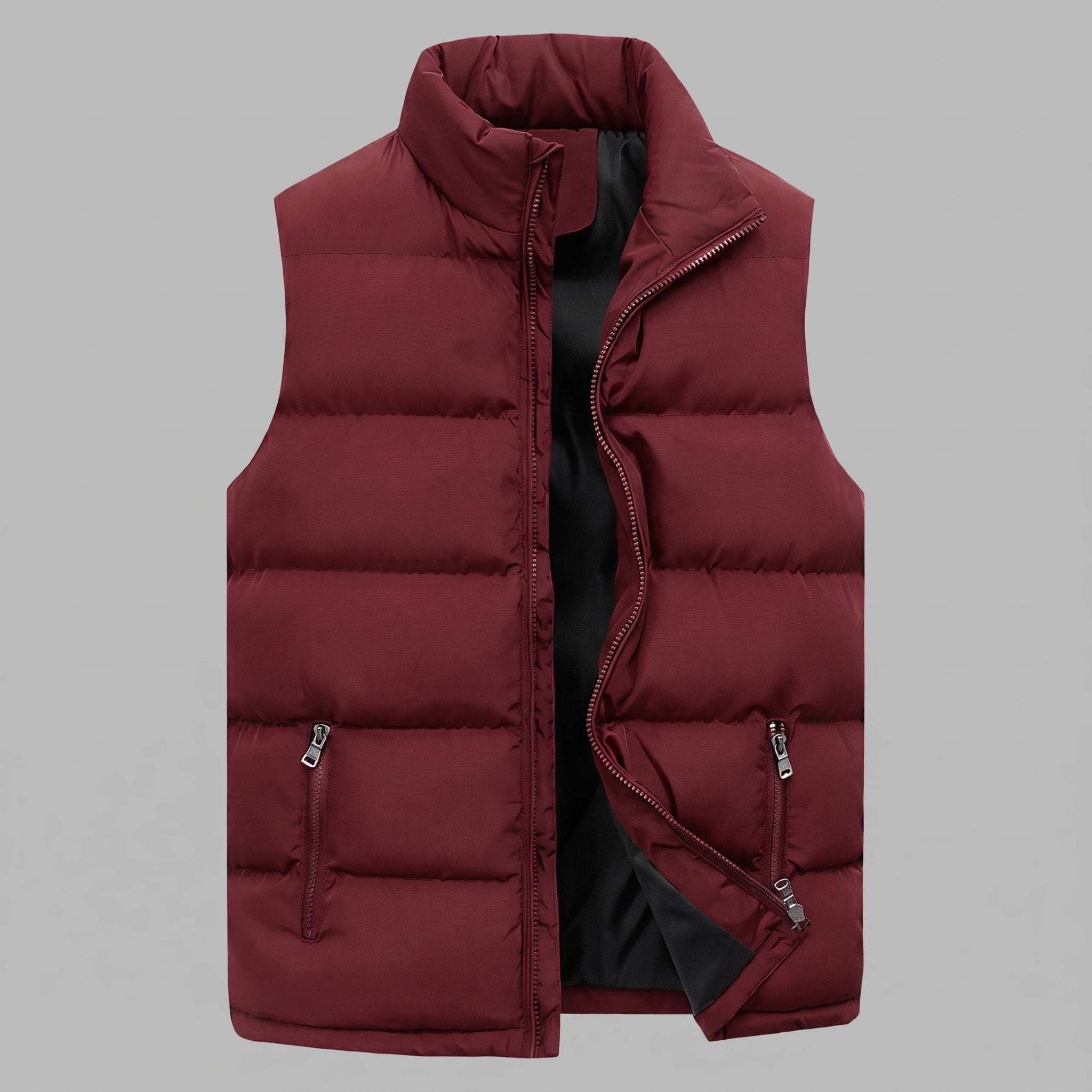 Oliver - Men's Quilted Padded Gilet with Stand Collar and Zip Pockets