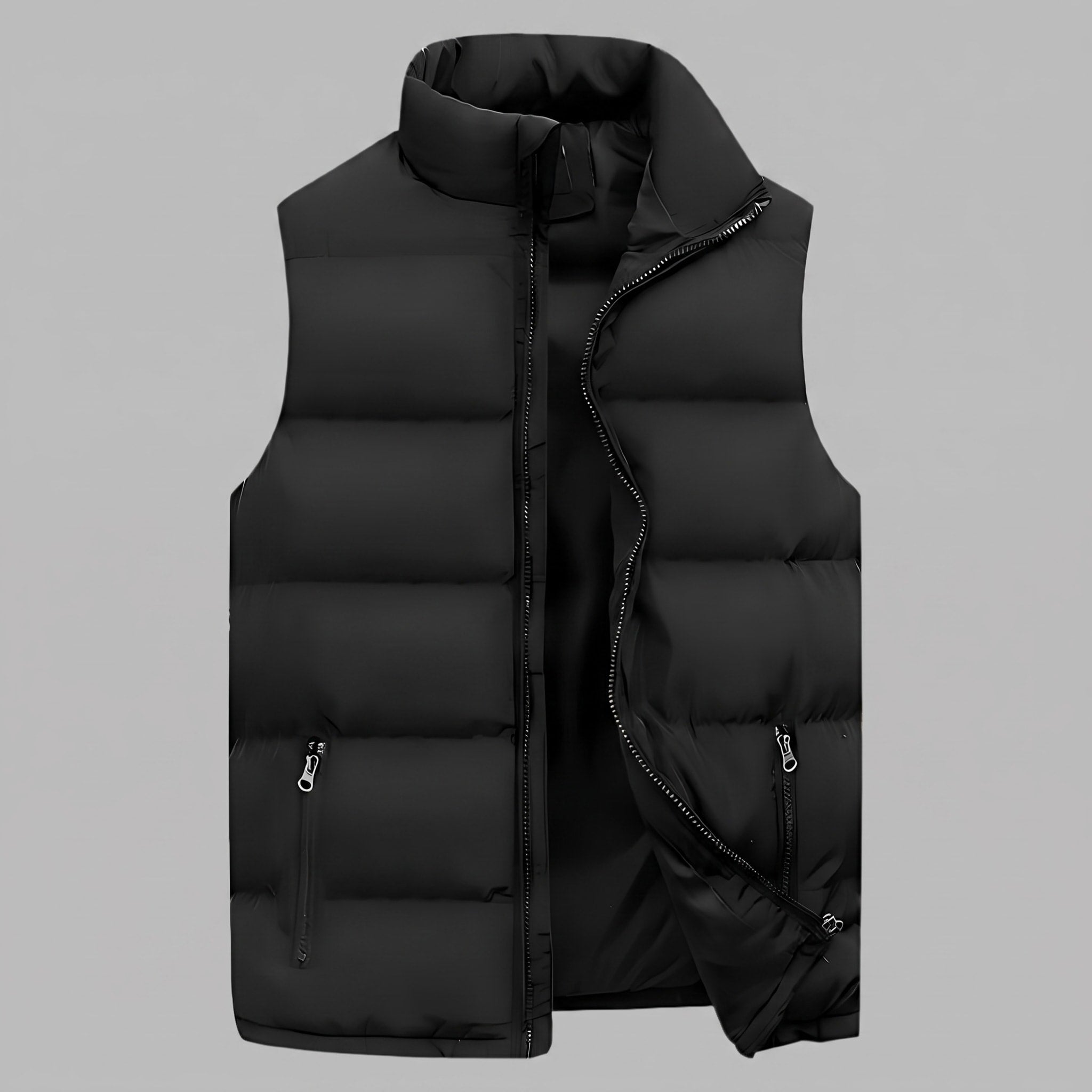 Oliver - Men's Quilted Padded Gilet with Stand Collar and Zip Pockets