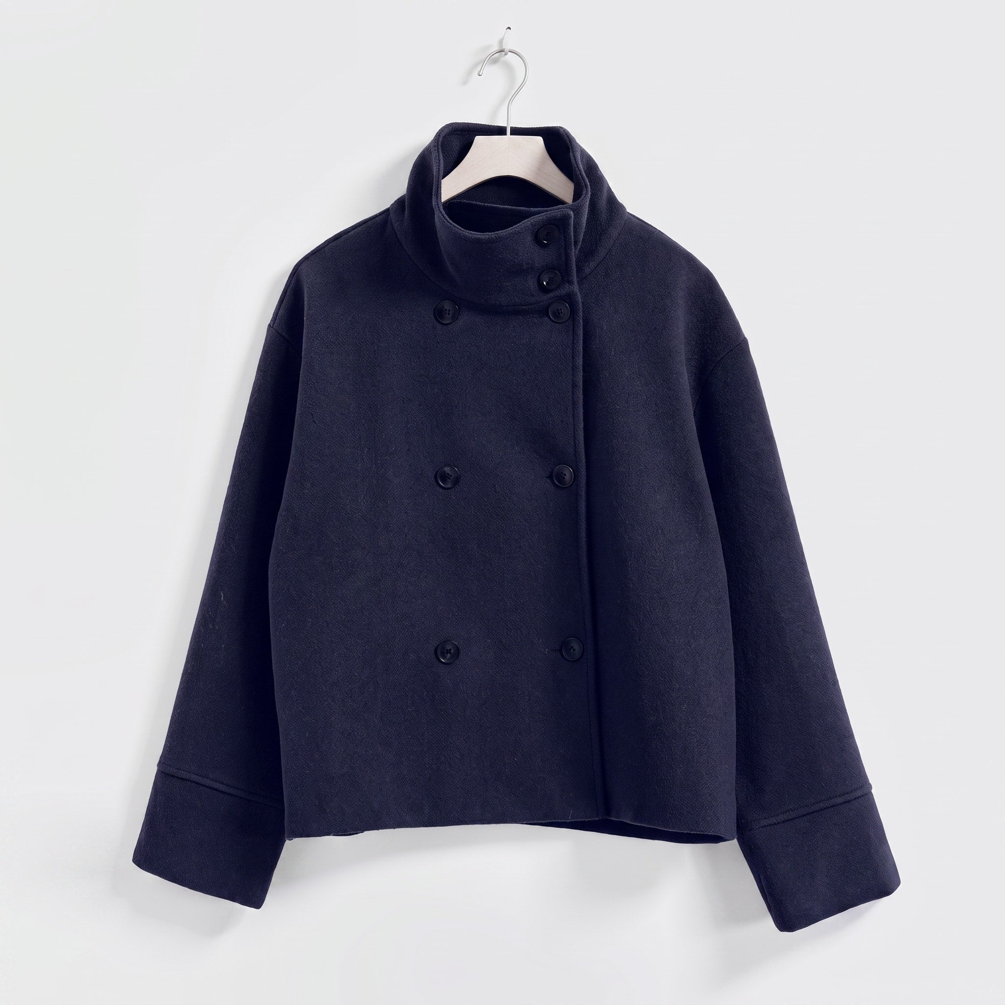 Elise - Women's Double-Breasted Cropped Jacket with Stand Collar