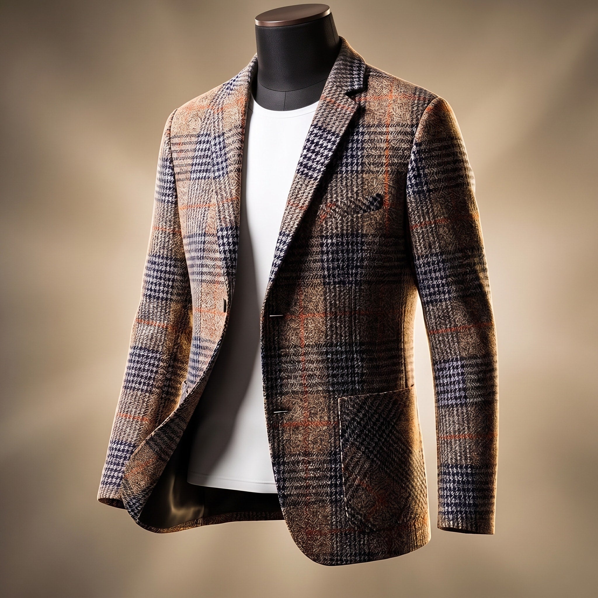 James - Men's Tailored Houndstooth Blazer with Notch Lapel