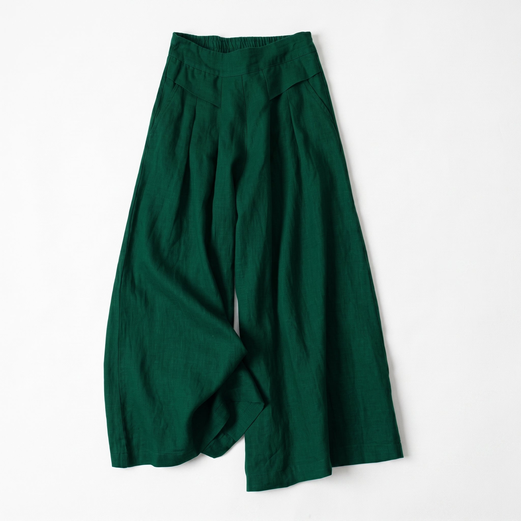 Beatrice - Women's Summer High-Waisted Pleated Culottes - Culottes - Dark Green - Davies & Cooper