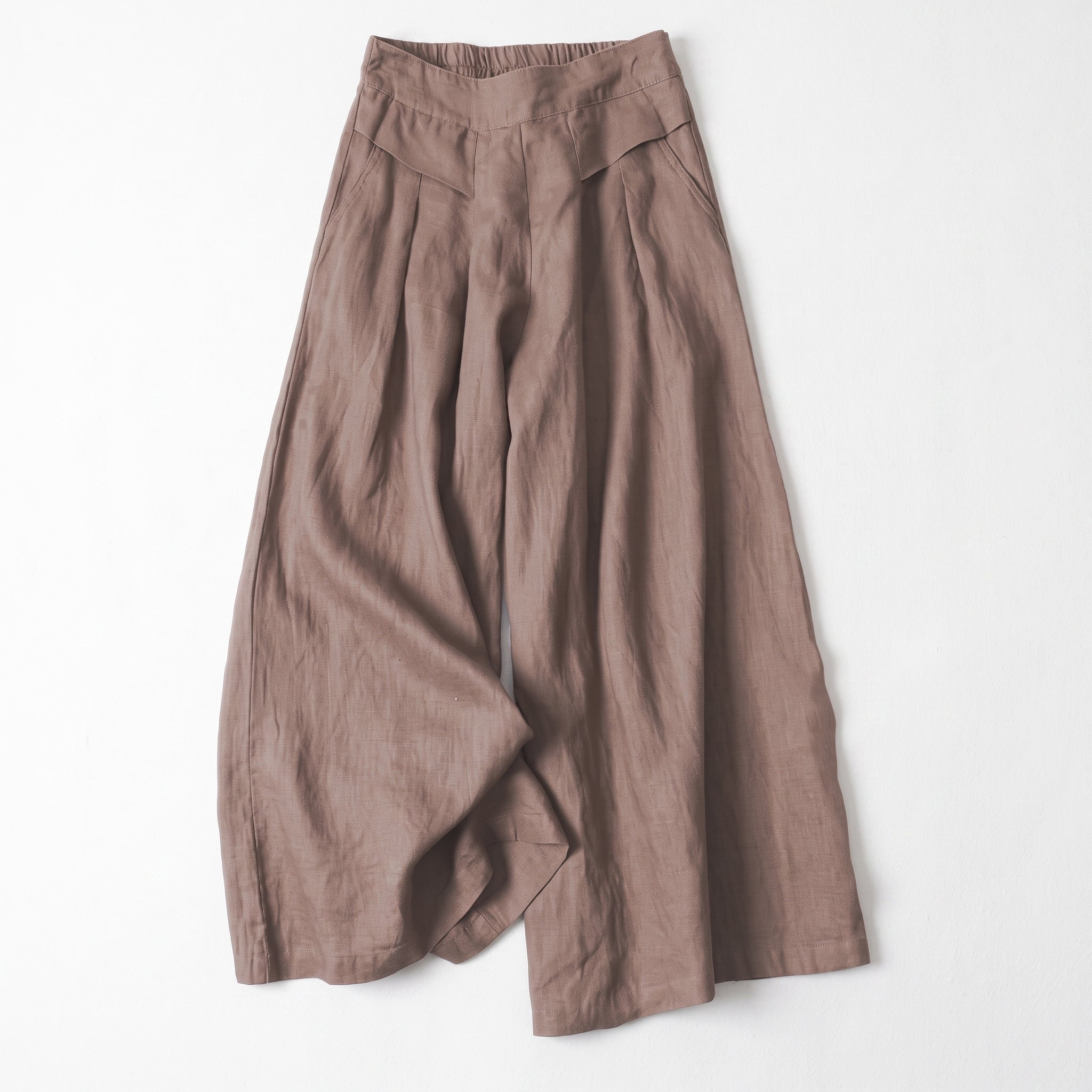 Beatrice - Women's Summer High-Waisted Pleated Culottes - Culottes - Khaki - Davies & Cooper