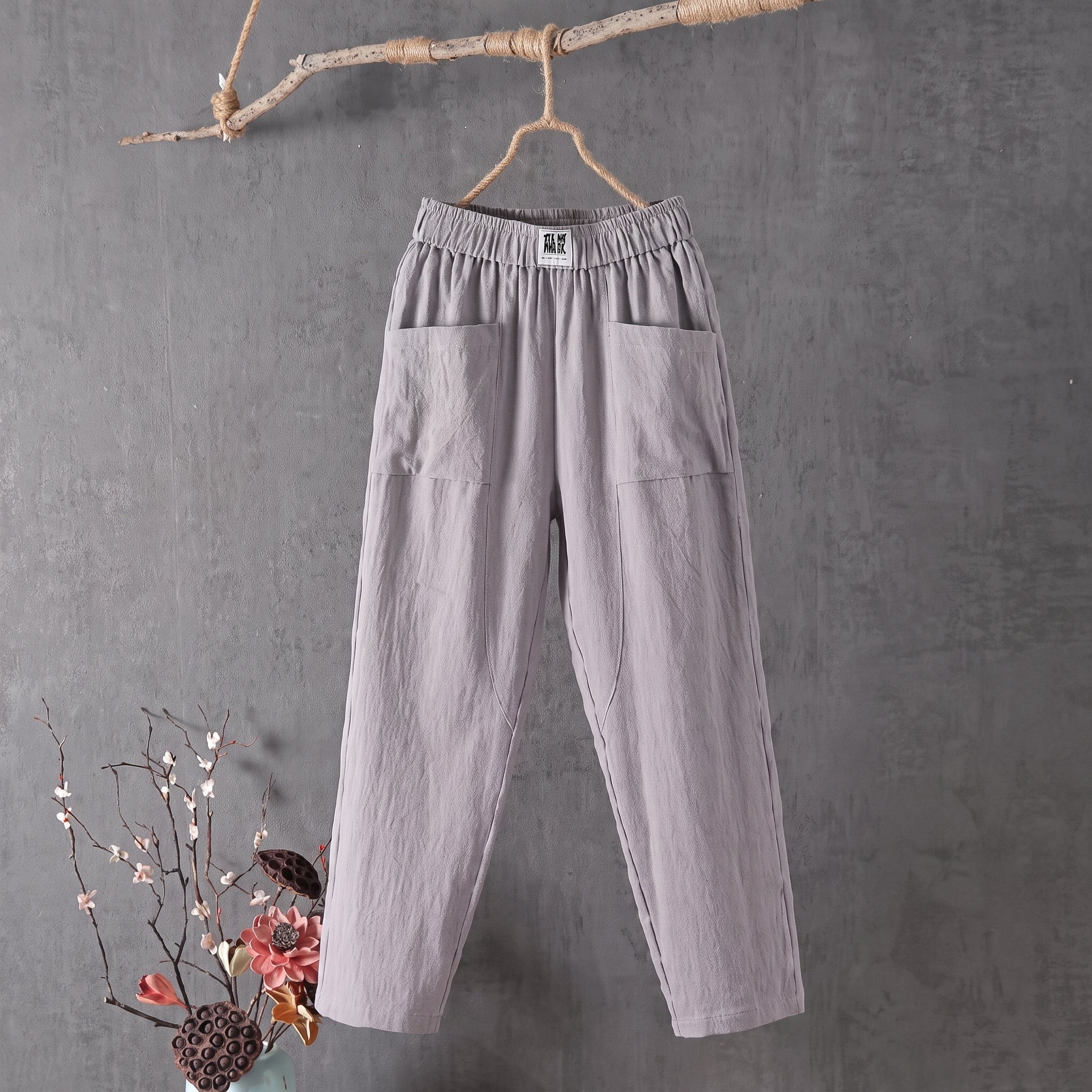 Beatrice – Women's Summer Patch Pocket Tapered Trousers - Trousers - Grey - Davies & Cooper