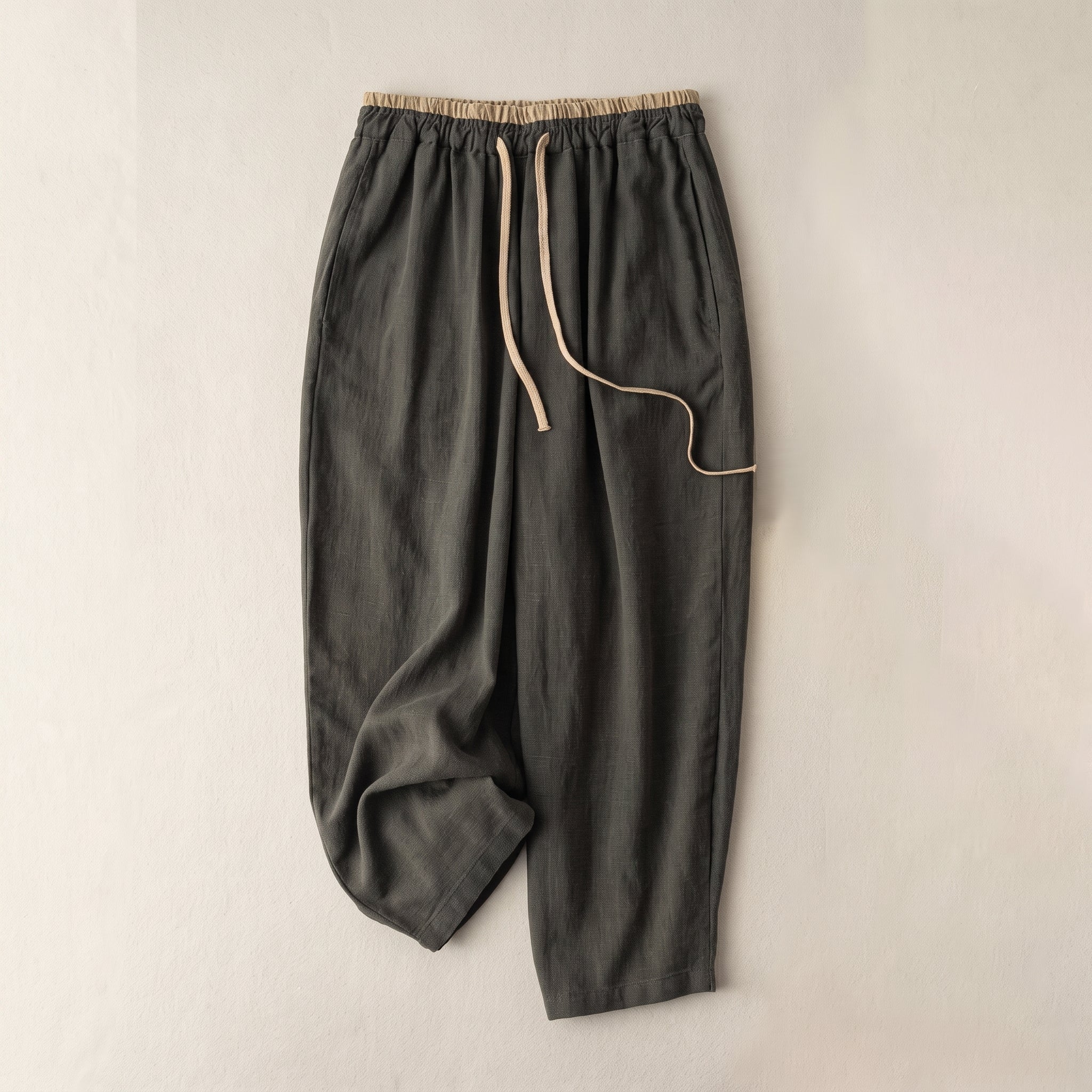 Beatrice - Women's  Summer Relaxed Drawstring Waist Trousers - Pants & Trousers - Olive Green - Davies & Cooper