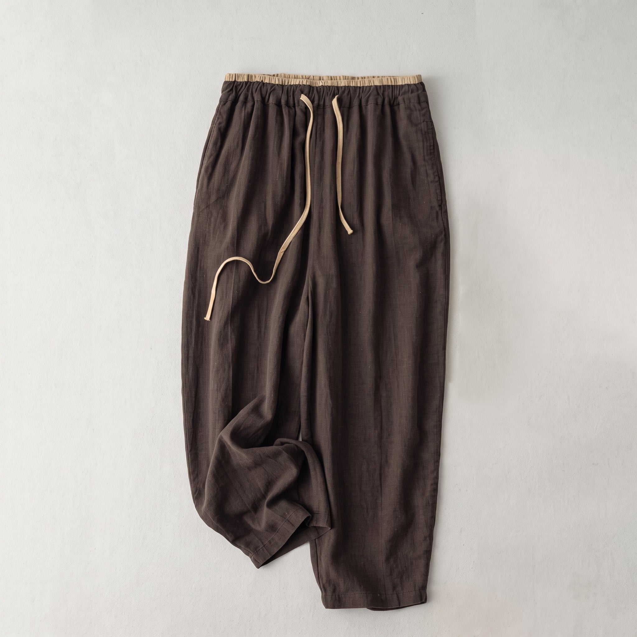 Beatrice - Women's  Summer Relaxed Drawstring Waist Trousers - Pants & Trousers - Brown - Davies & Cooper