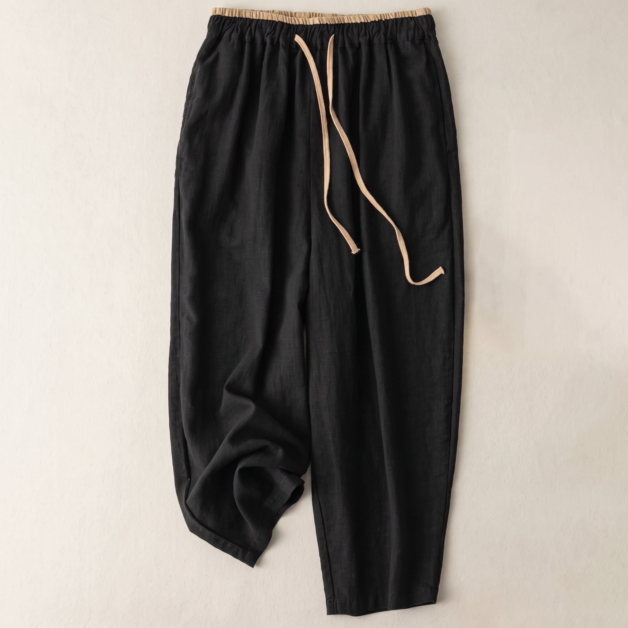 Beatrice - Women's  Summer Relaxed Drawstring Waist Trousers - Pants & Trousers - Black - Davies & Cooper