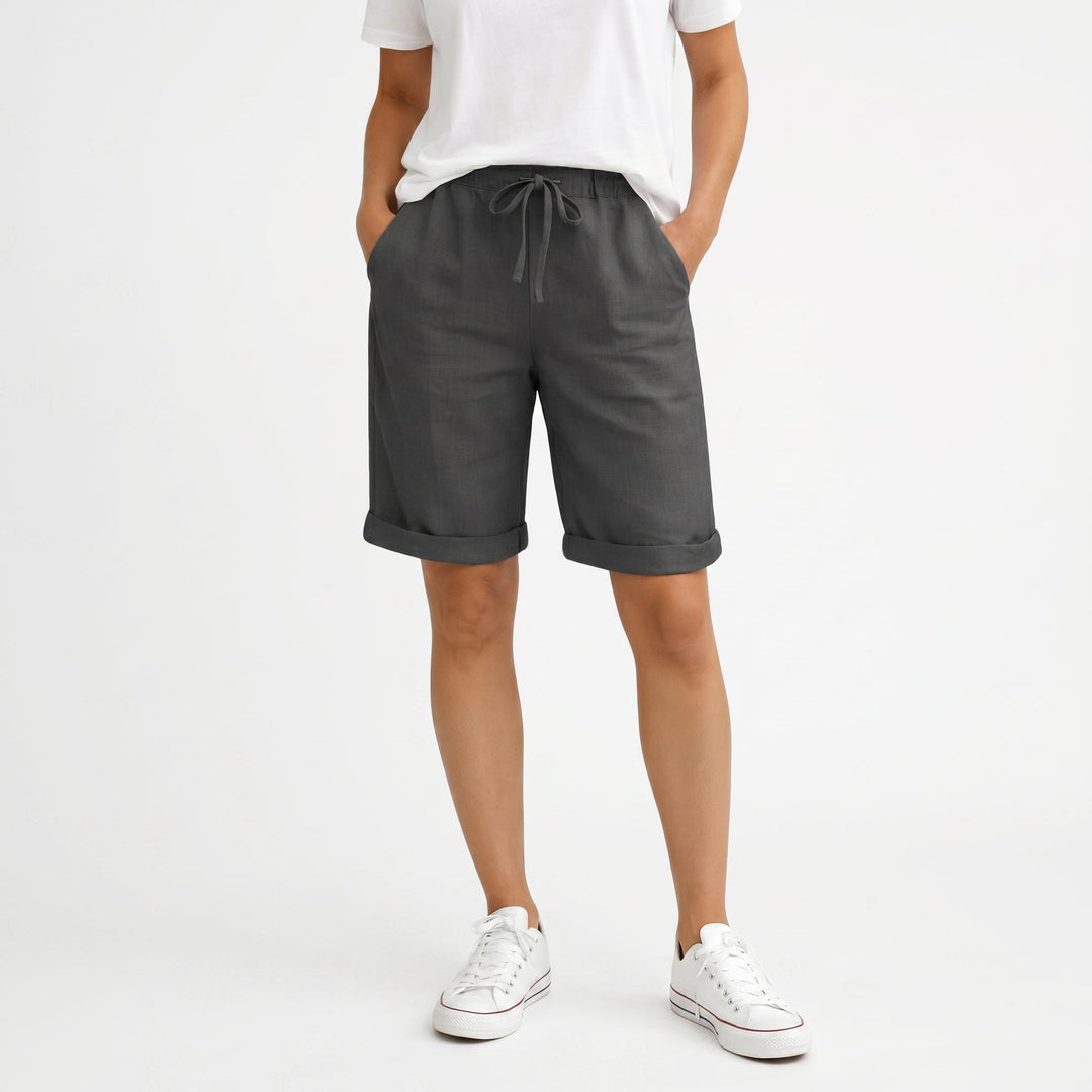 Bella - Women's Relaxed Elasticated Waist Summer Shorts - Women Shorts - Black - Davies & Cooper