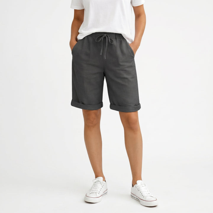Bella - Women's Relaxed Elasticated Waist Summer Shorts - Women Shorts - Black - Davies & Cooper