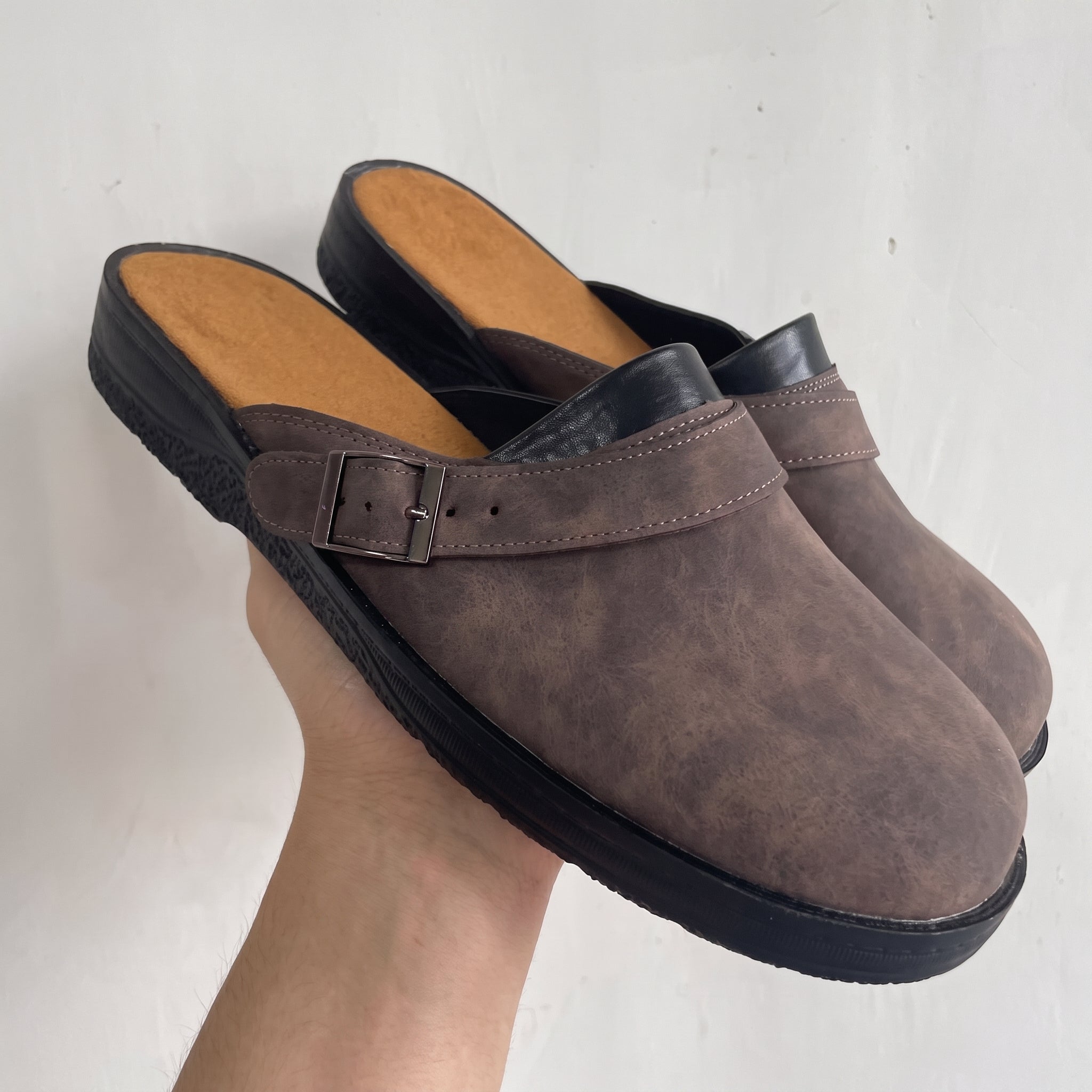 Benjamin – Men's Orthopaedic Adjustable Buckle Strap Clogs - Sandals - Dark Brown - Davies & Cooper