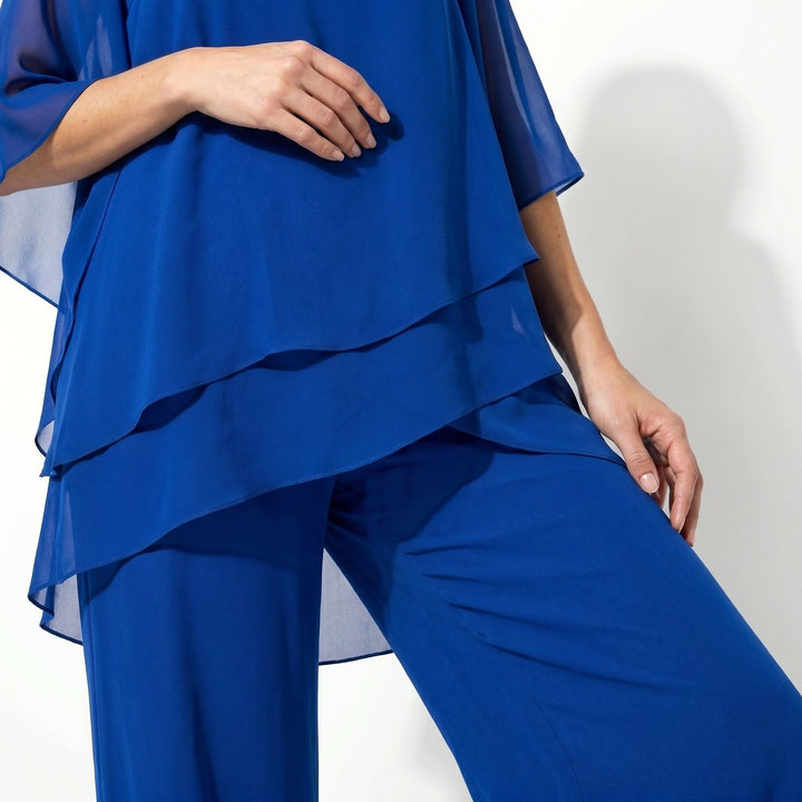 Bianca - Women's 2 - Piece Trouser Set with Layered Sleeves - Set - Blue - Davies & Cooper