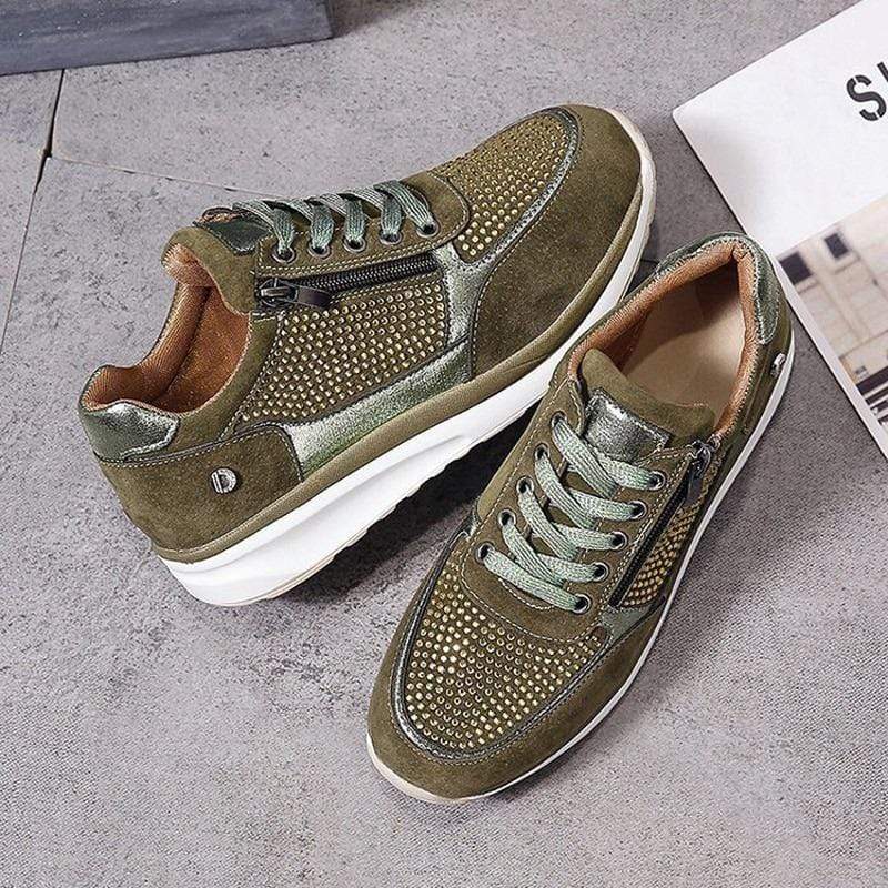 Alice - Women's Orthopaedic Lace-Up Trainers with Embellished Upper