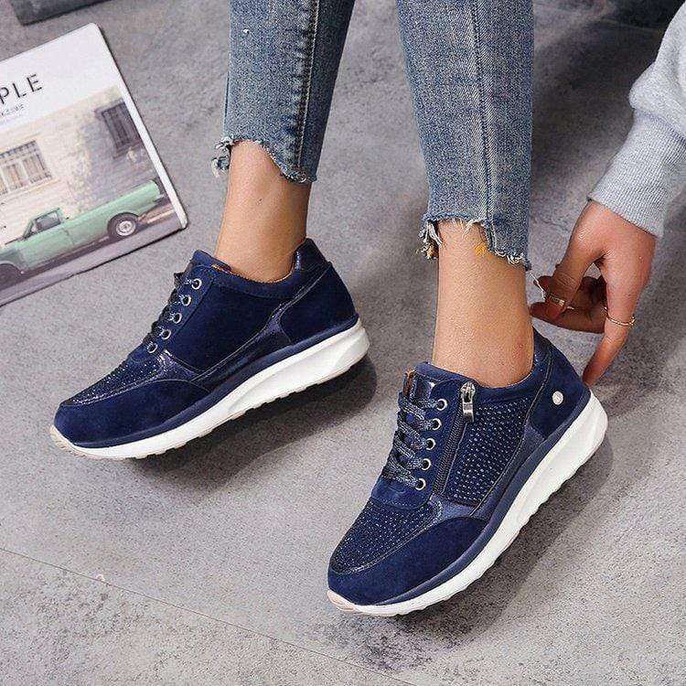 Alice - Women's Orthopaedic Lace-Up Trainers with Embellished Upper