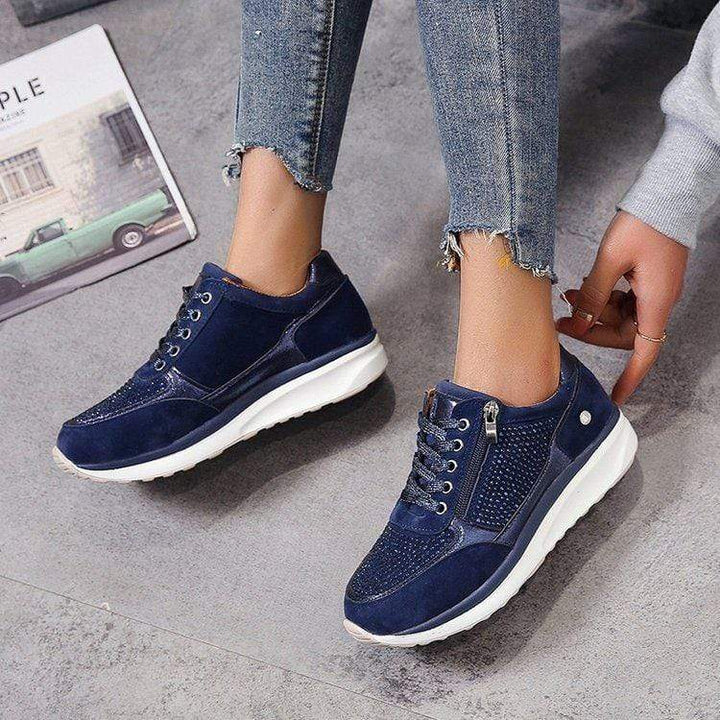 Alice - Women's Orthopaedic Lace-Up Trainers with Embellished Upper