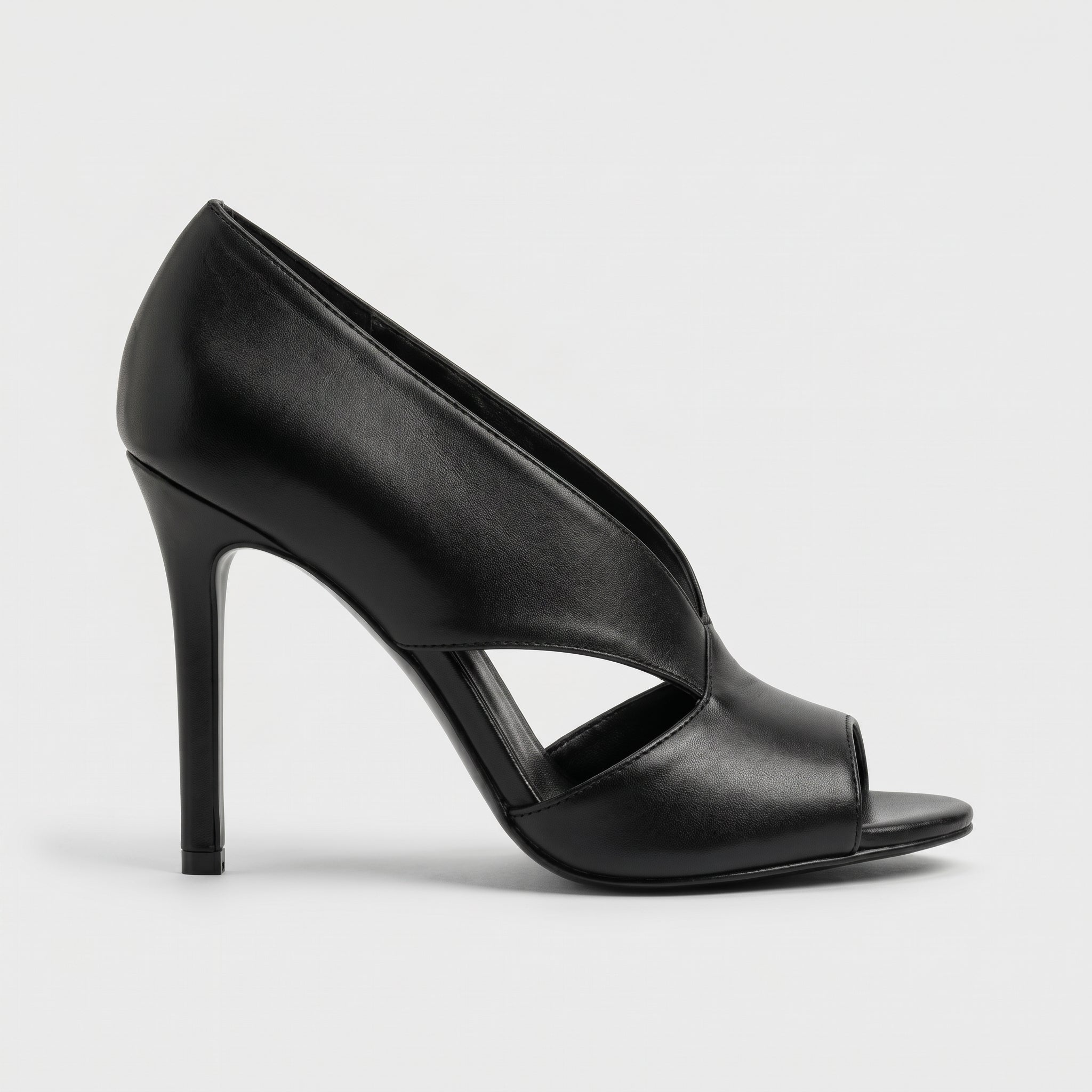 Camille - Women's Peep Toe Stiletto Cut-Out Heel - Heels - Black - Davies & Cooper